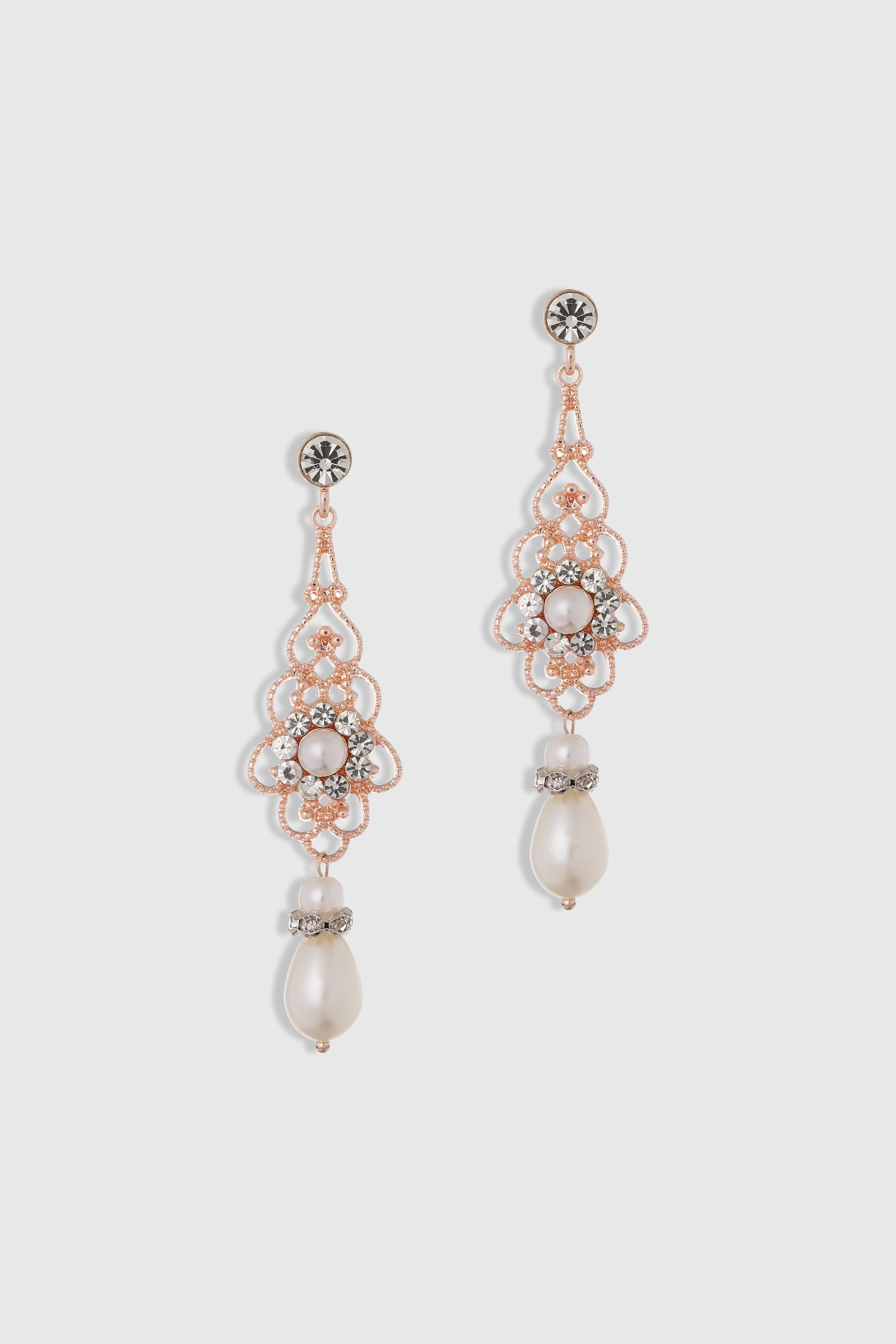 Art Deco Crystal Floral Pearl Earrings sold by BABEYOND