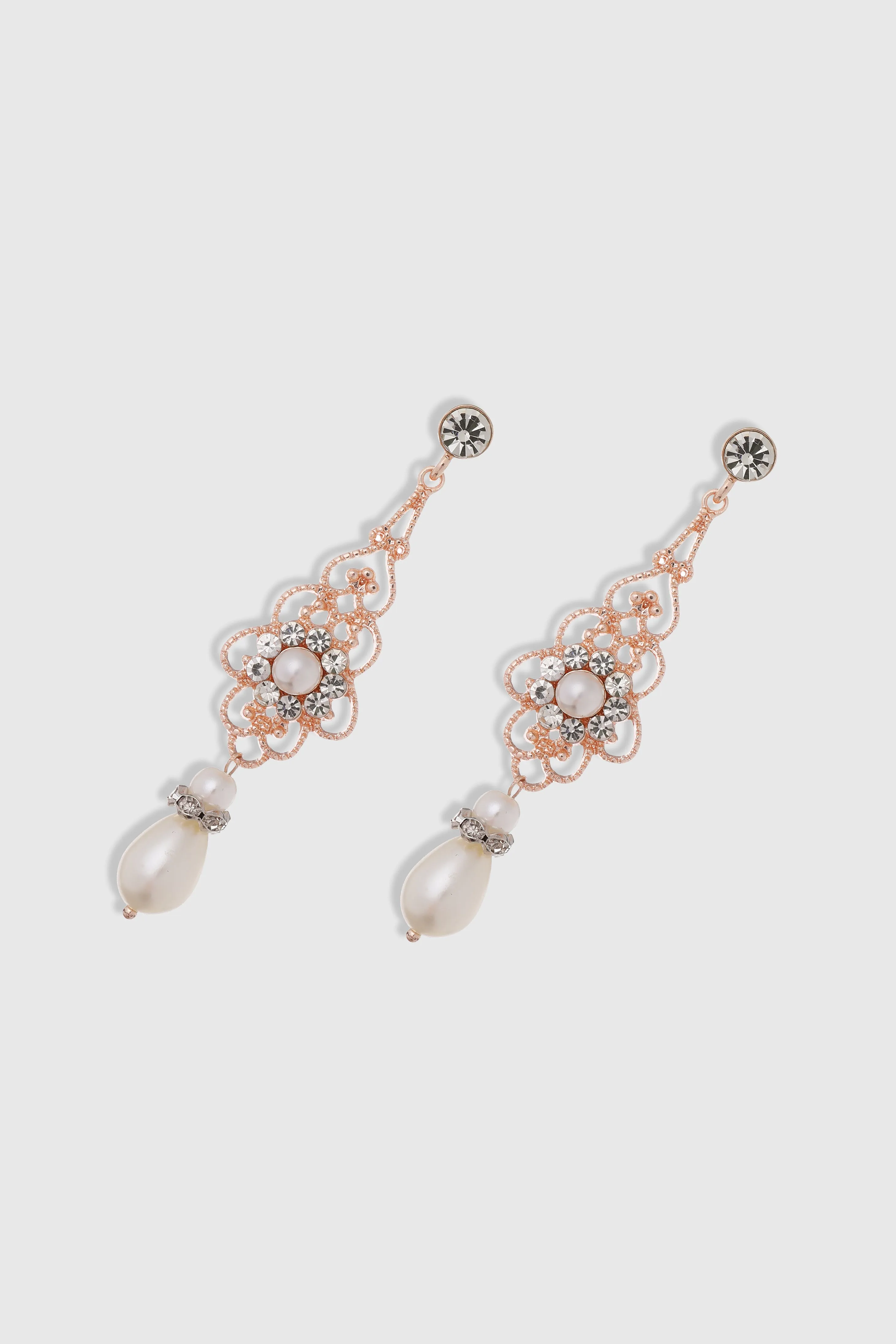 Art Deco Crystal Floral Pearl Earrings sold by BABEYOND product image thumbnail 3