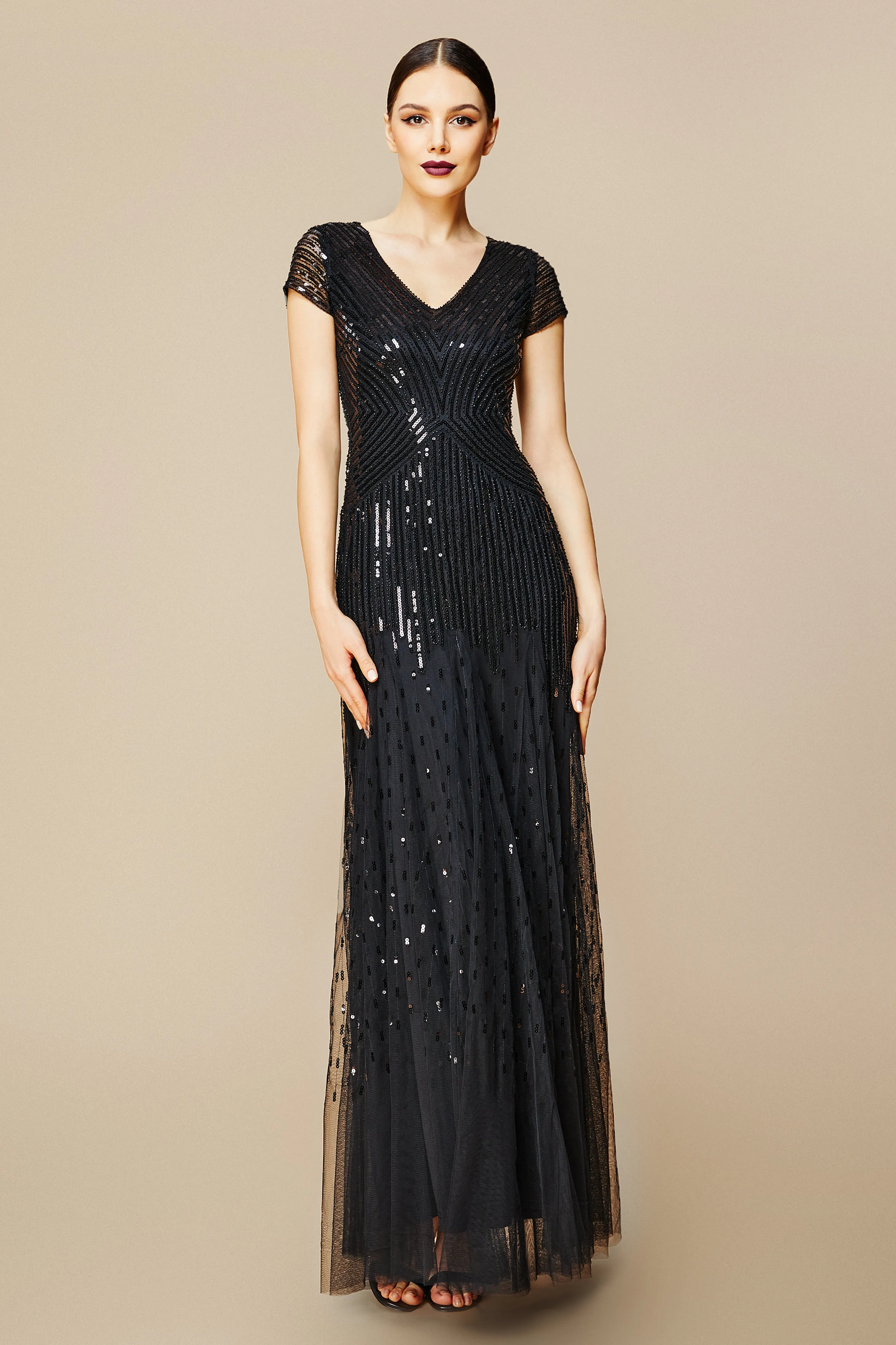 V Neck Sequin Maxi Bodycon Dress sold by BABEYOND