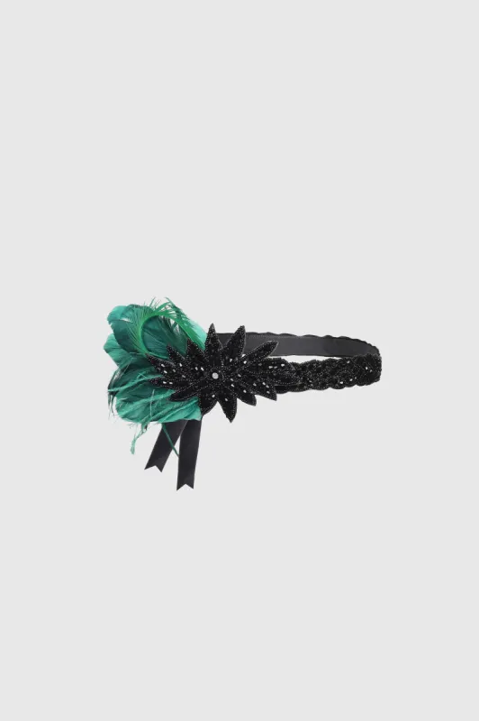 Sparkle Crystal Leaf Feather Headband sold by BABEYOND