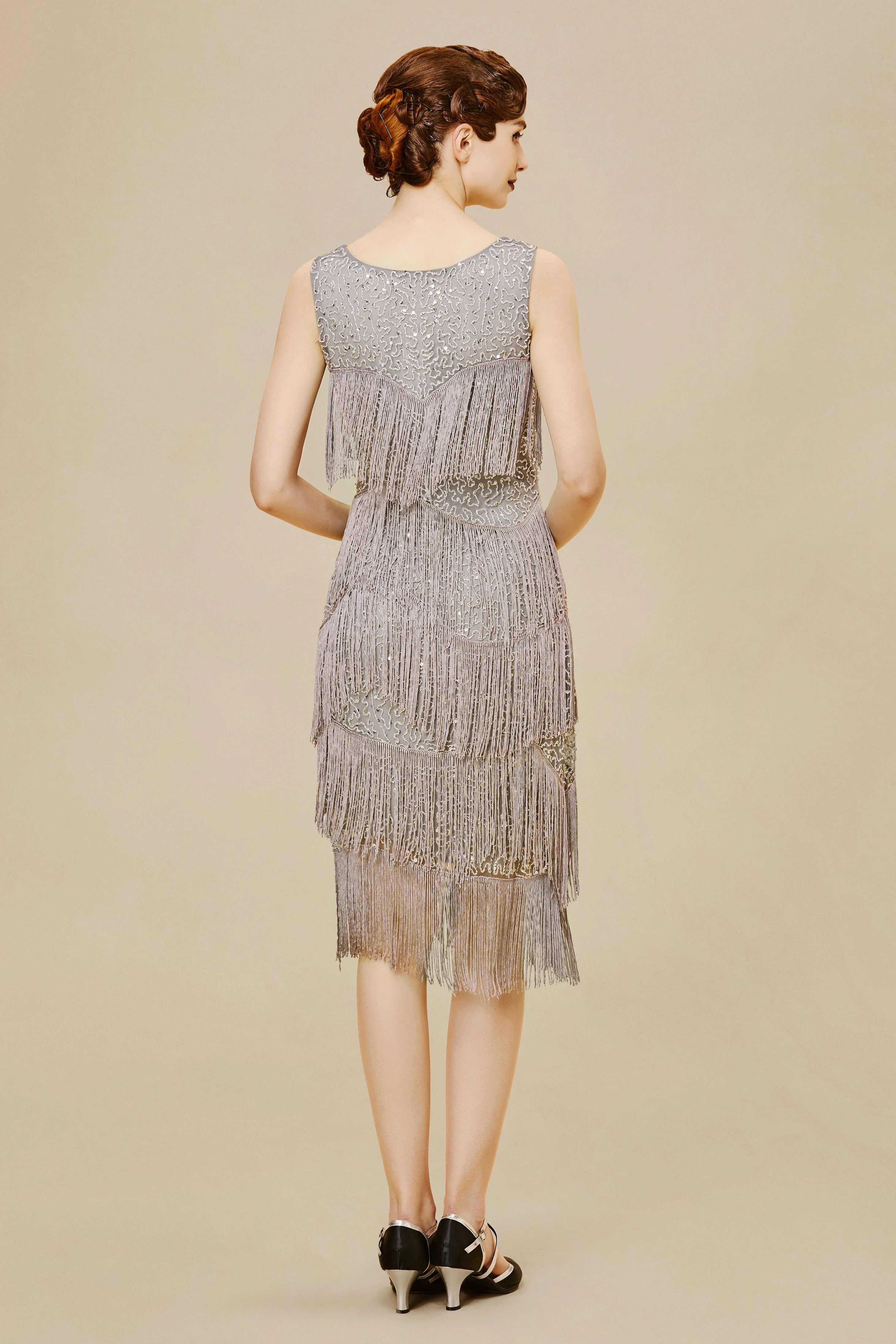 Sleeveless Tiered Fringe Bias Hem Dress sold by BABEYOND product image thumbnail 2