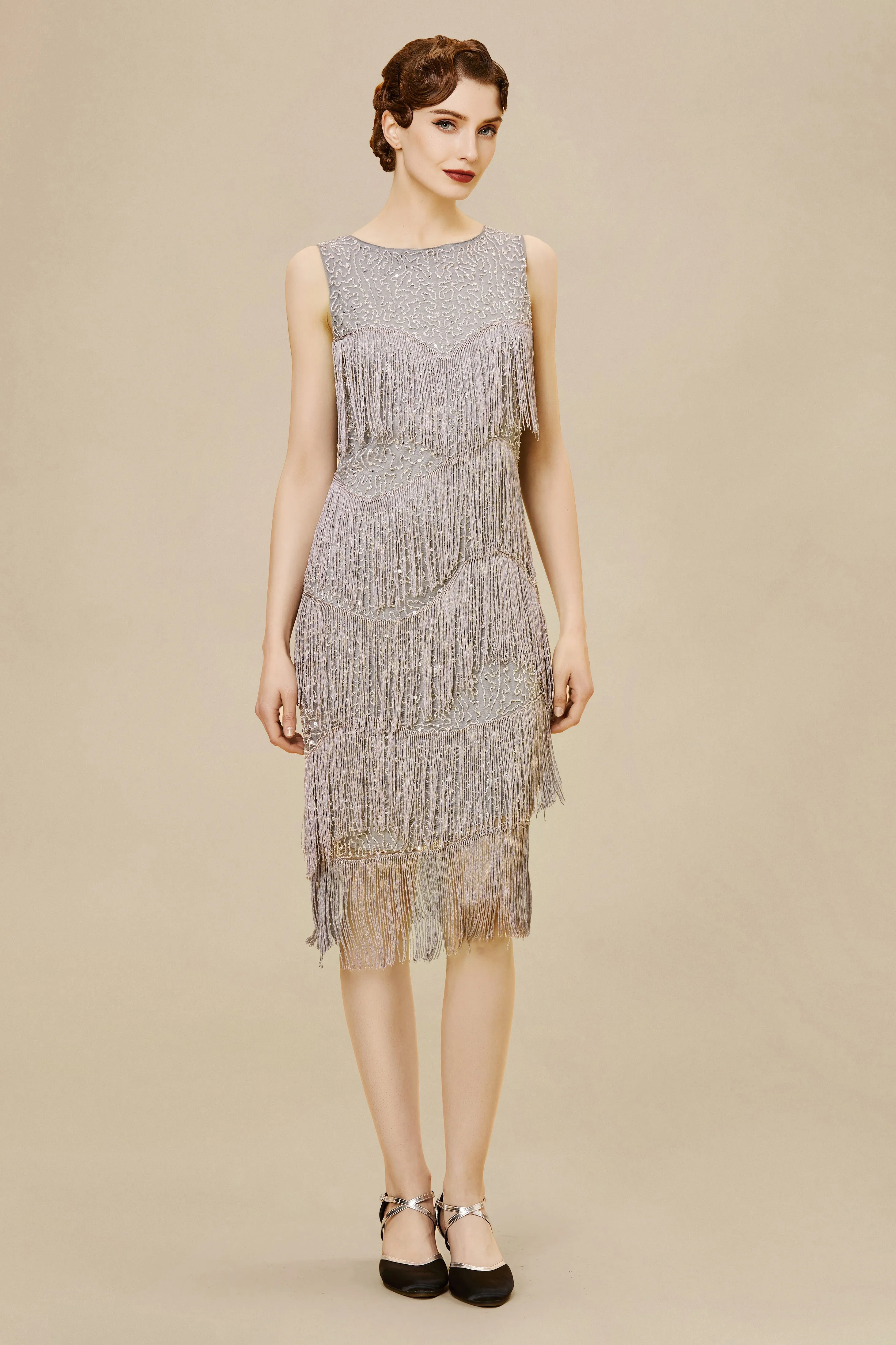 Sleeveless Tiered Fringe Bias Hem Dress sold by BABEYOND