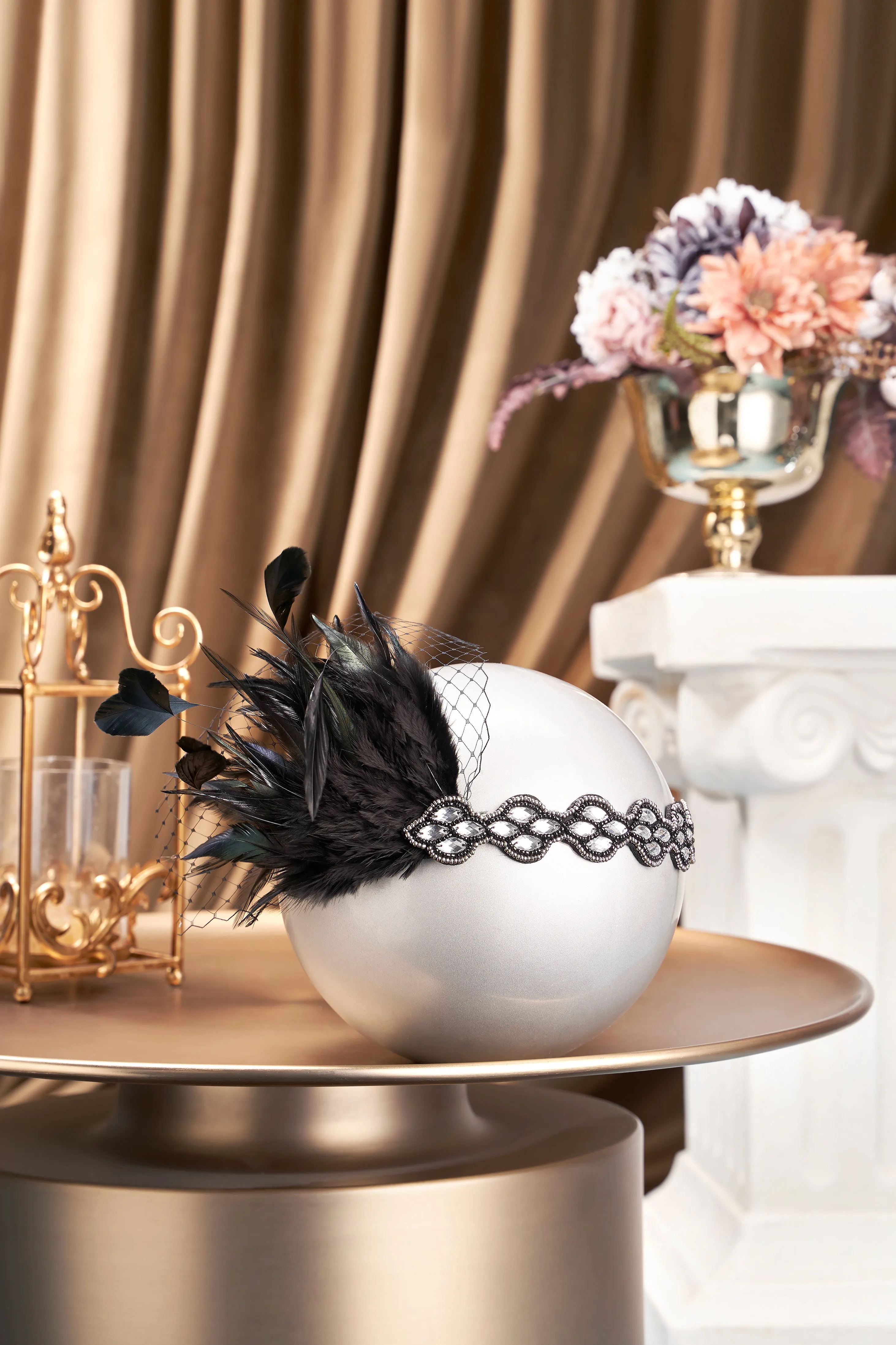 Embellished Rhinestone Feather Headband sold by BABEYOND product image thumbnail 3