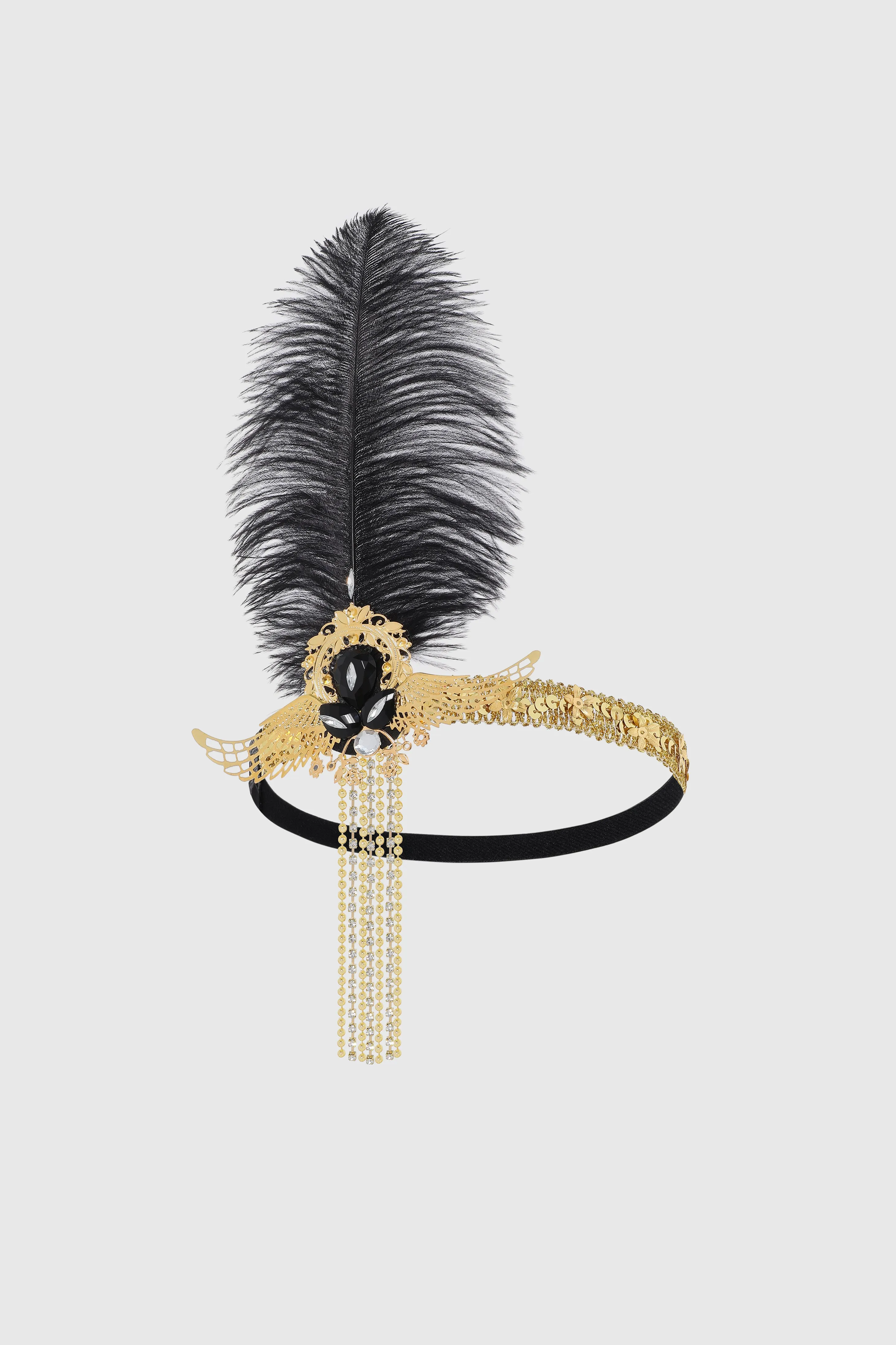 Vintage Sequin Chain Ostrich Headdress sold by BABEYOND