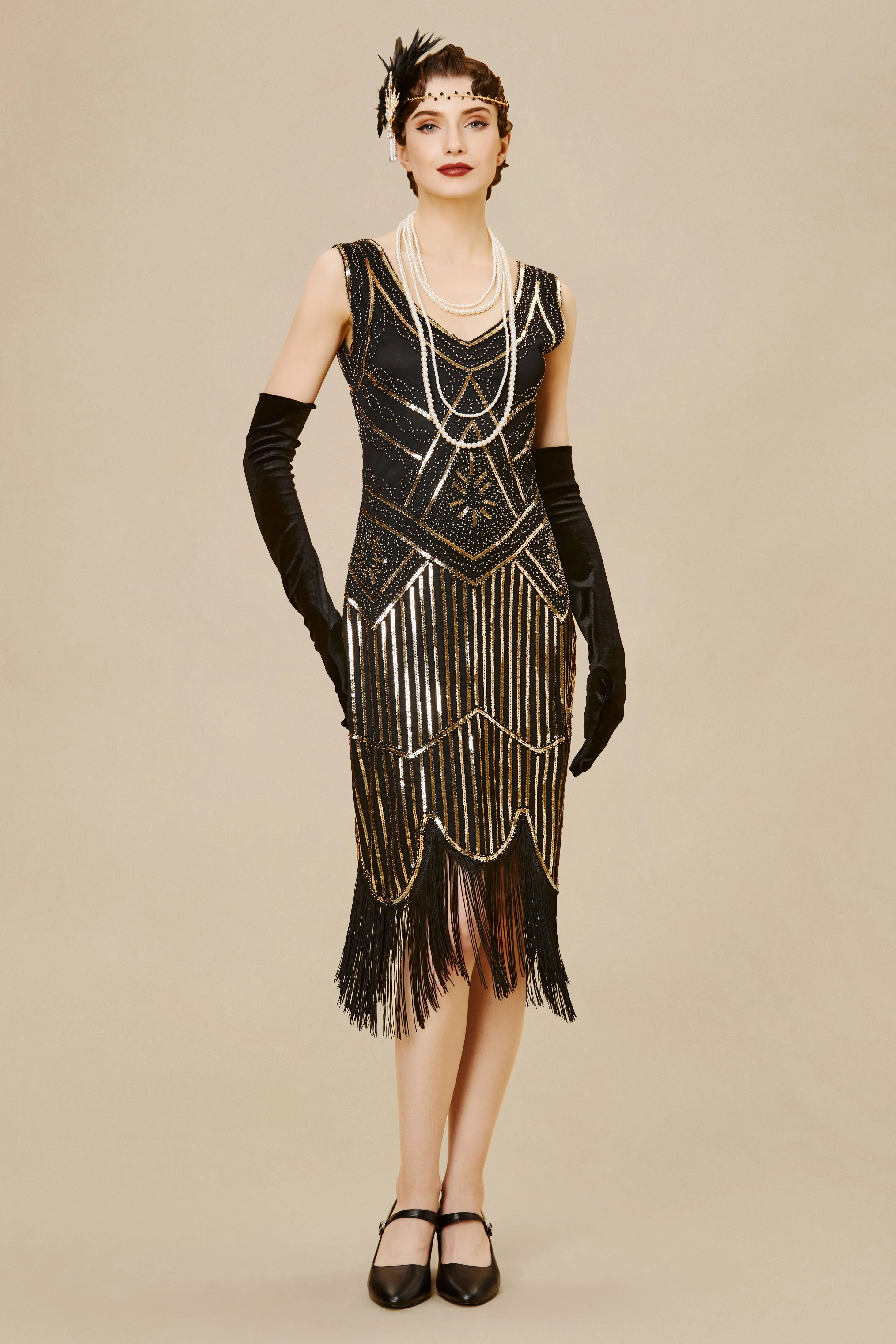 Beaded Sequin Fringe Prom Party Dress sold by BABEYOND