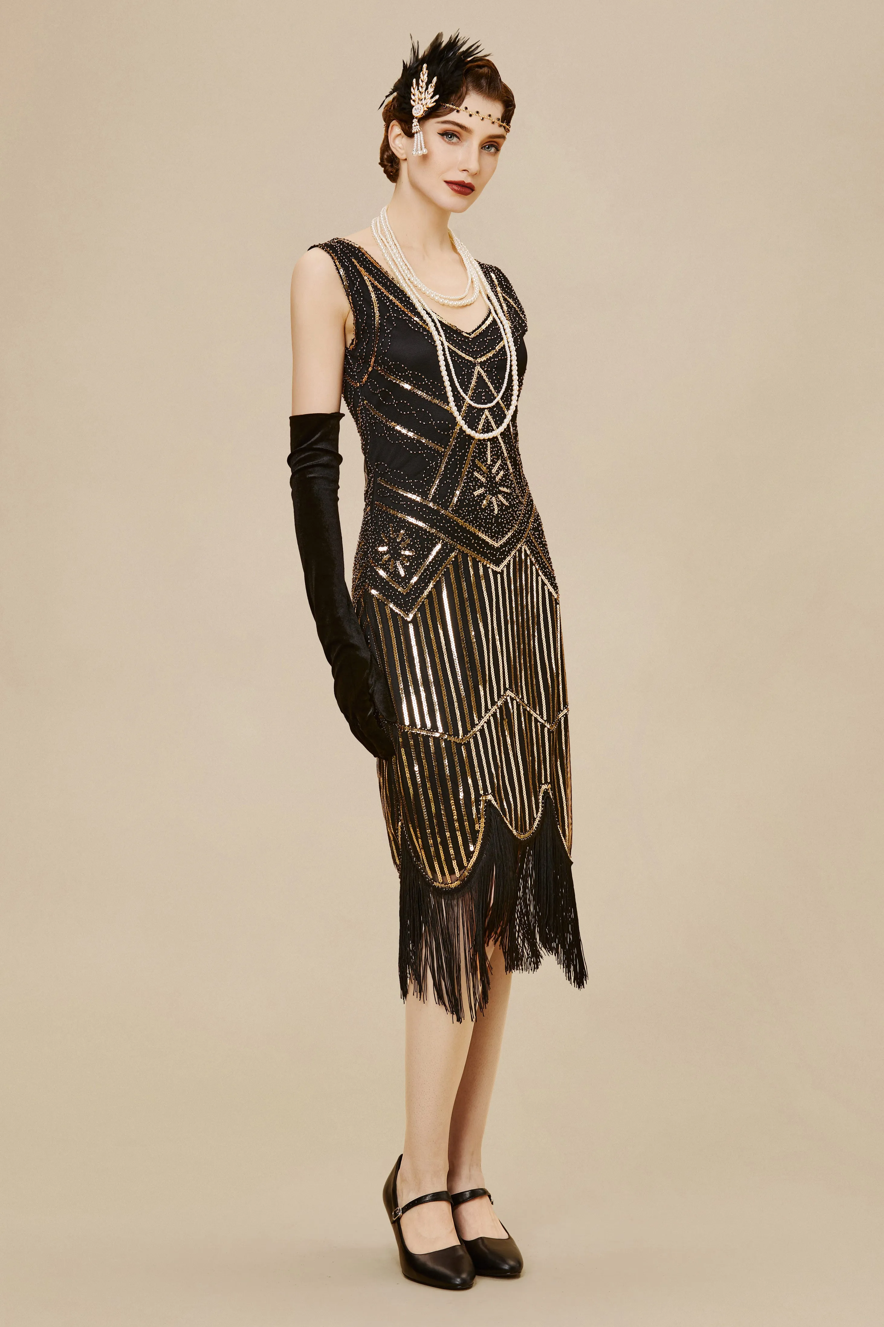 Beaded Sequin Fringe Prom Party Dress sold by BABEYOND product image thumbnail 3