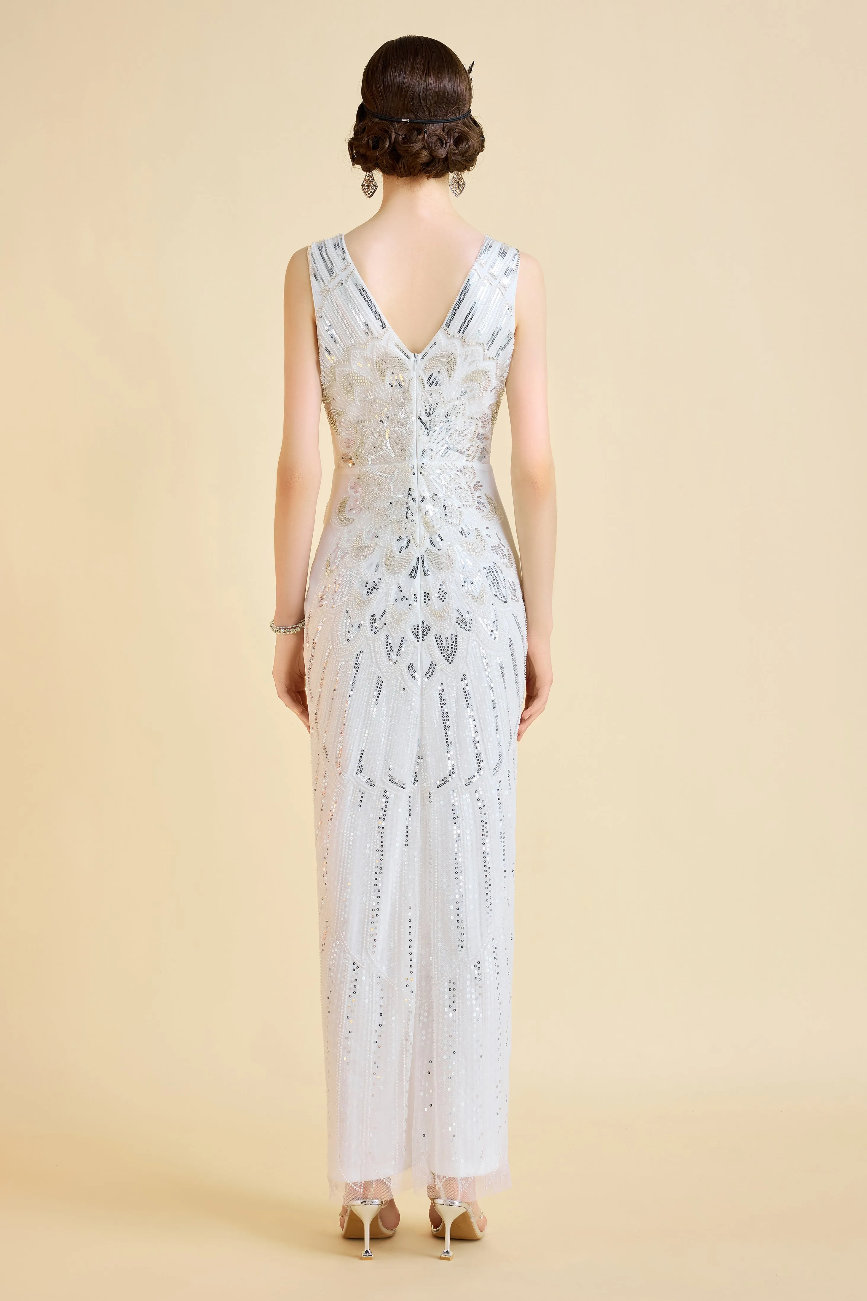 Glamorous Peacock Sequin Slit Evening Gown sold by BABEYOND product image thumbnail 2