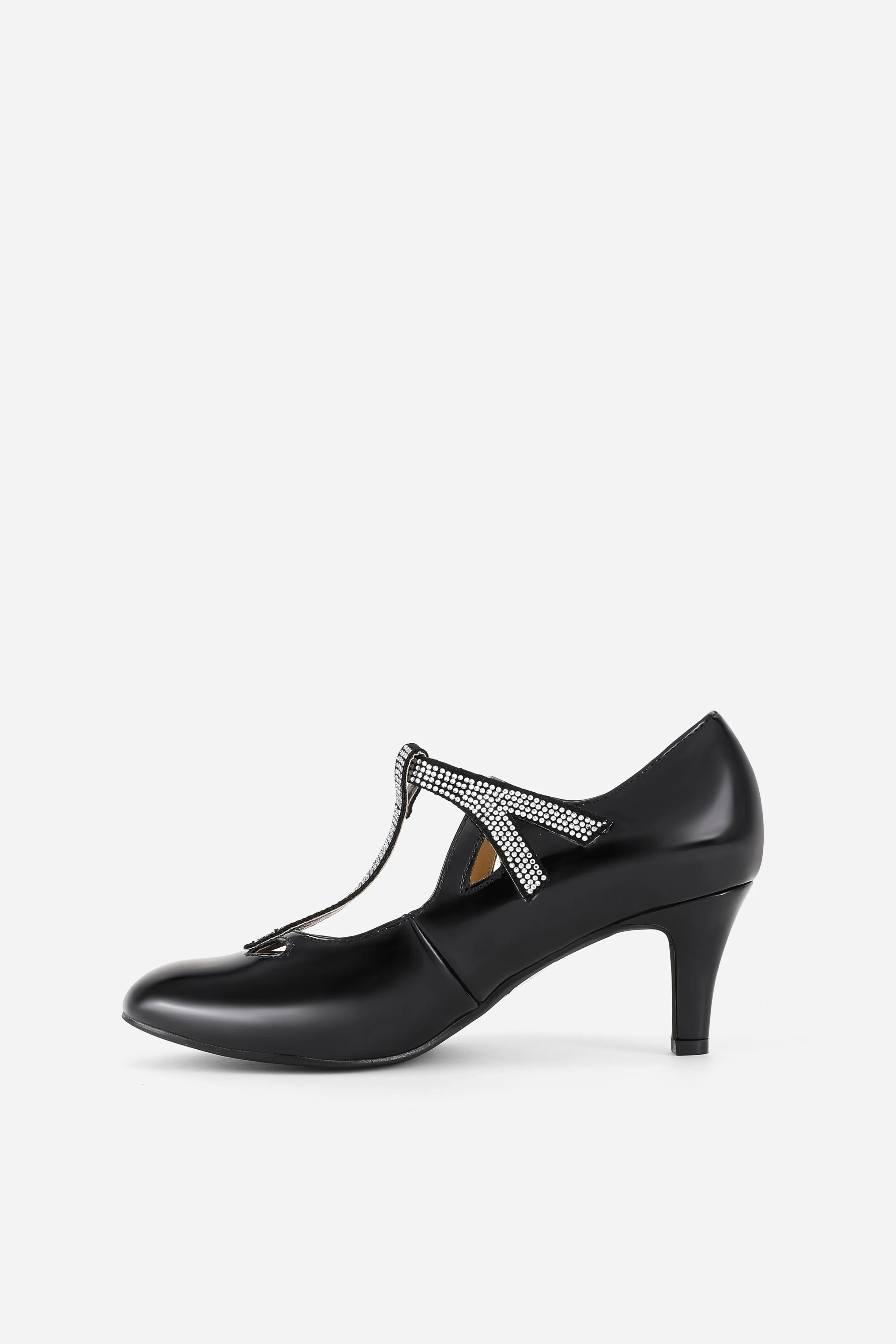 Closed Toe T-Strap Rhinestone Pumps sold by BABEYOND product image thumbnail 3