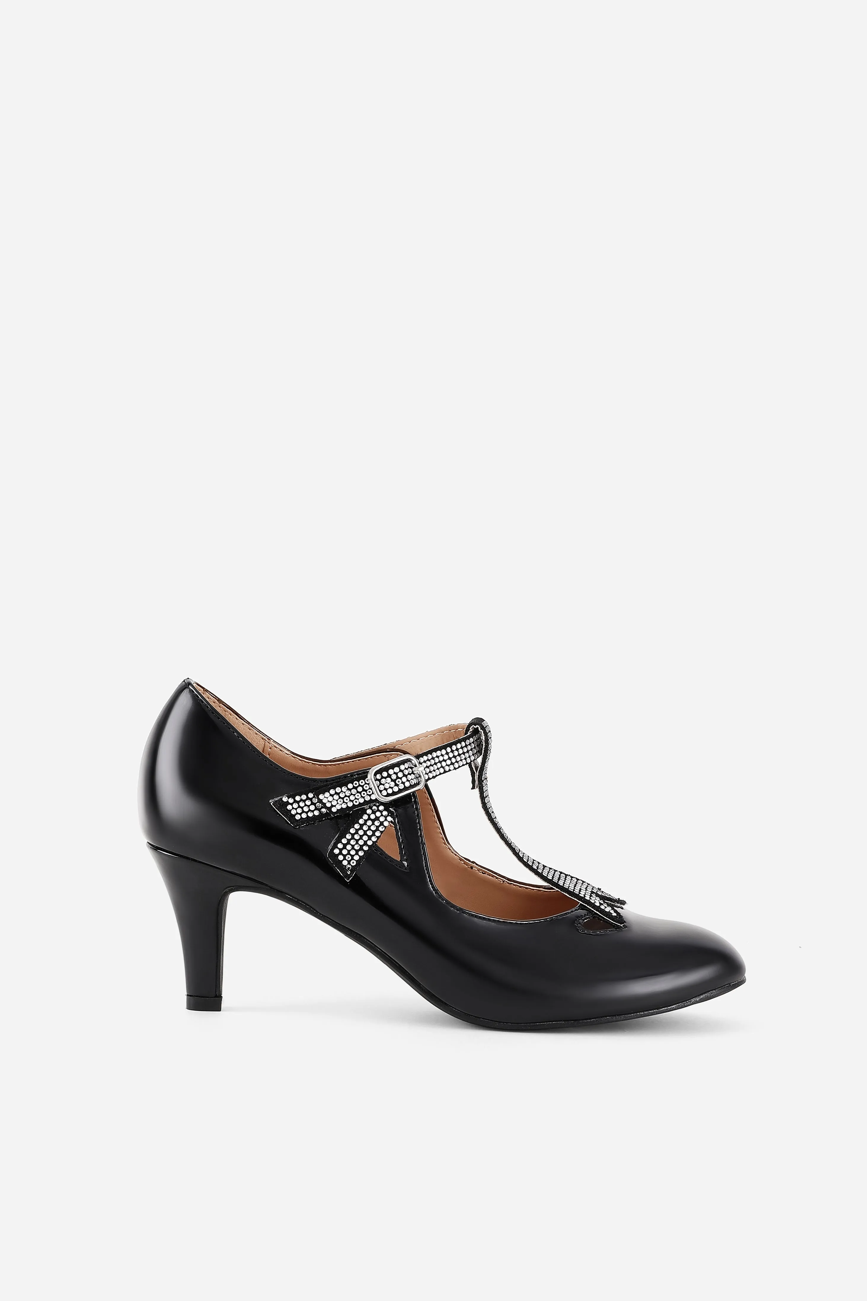 Closed Toe T-Strap Rhinestone Pumps sold by BABEYOND product image thumbnail 2