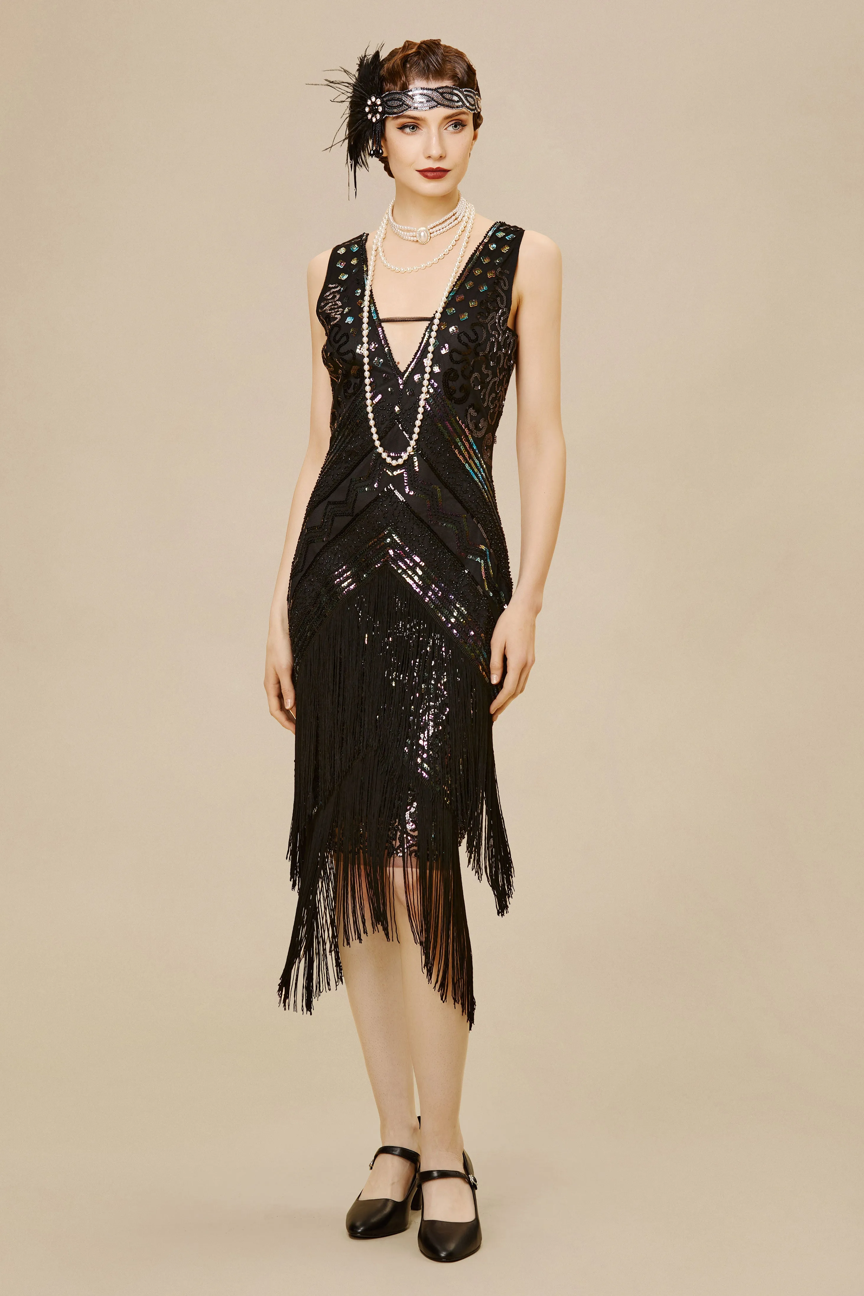 Rolling 20s Deep V-Neck Prom Dress sold by BABEYOND