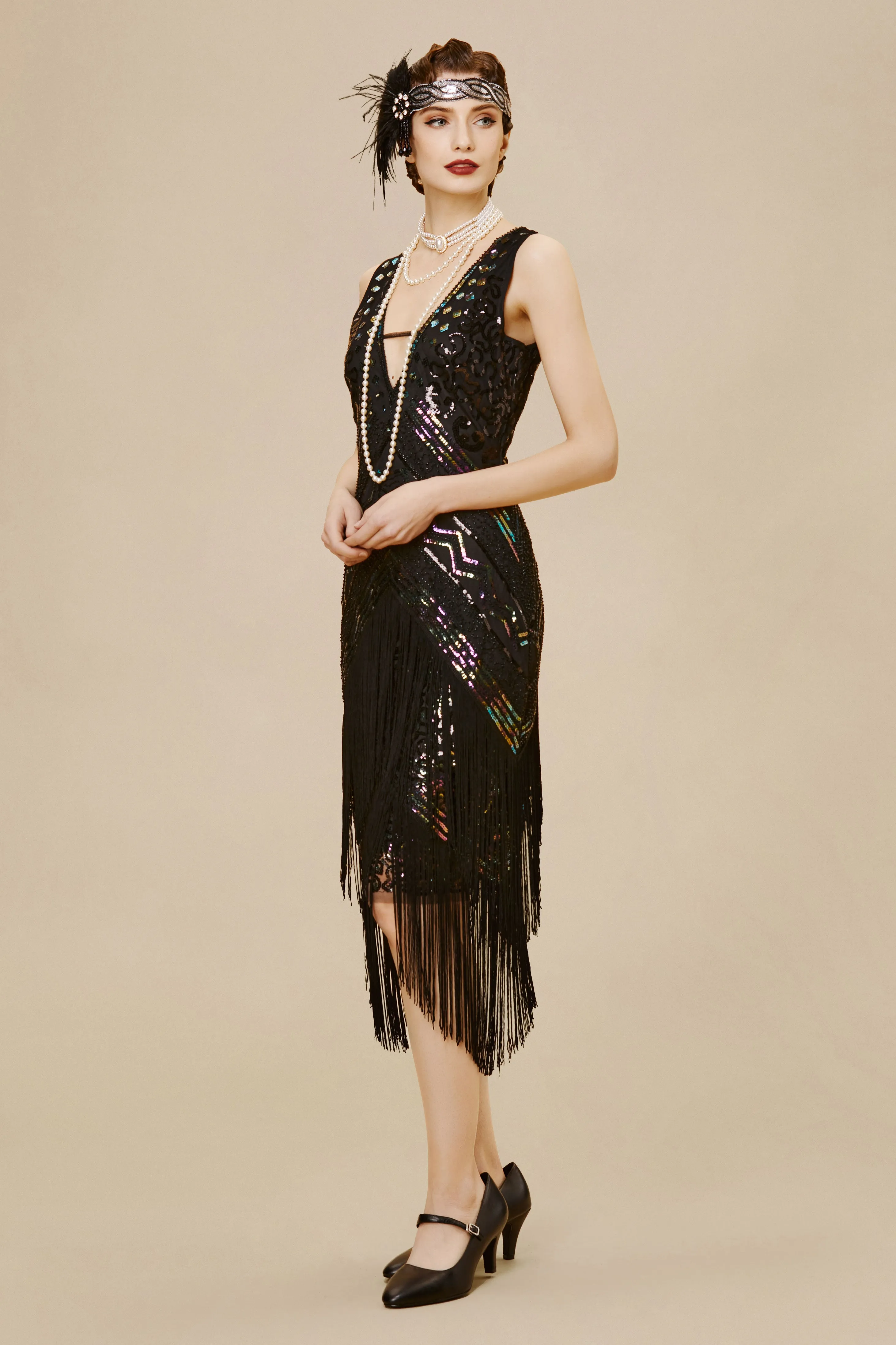 Rolling 20s Deep V-Neck Prom Dress sold by BABEYOND product image thumbnail 3