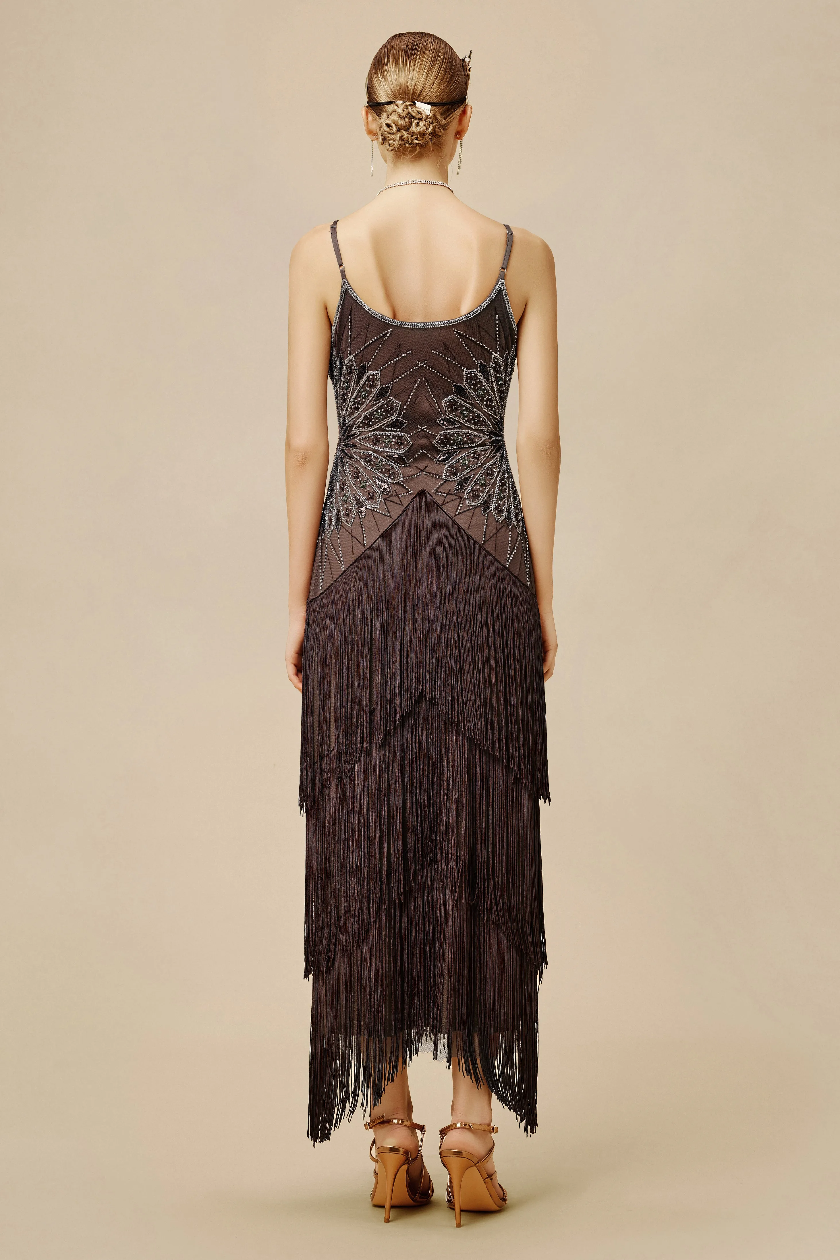 Stylish Geometric Fan Fringe Evening Gown sold by BABEYOND product image thumbnail 2