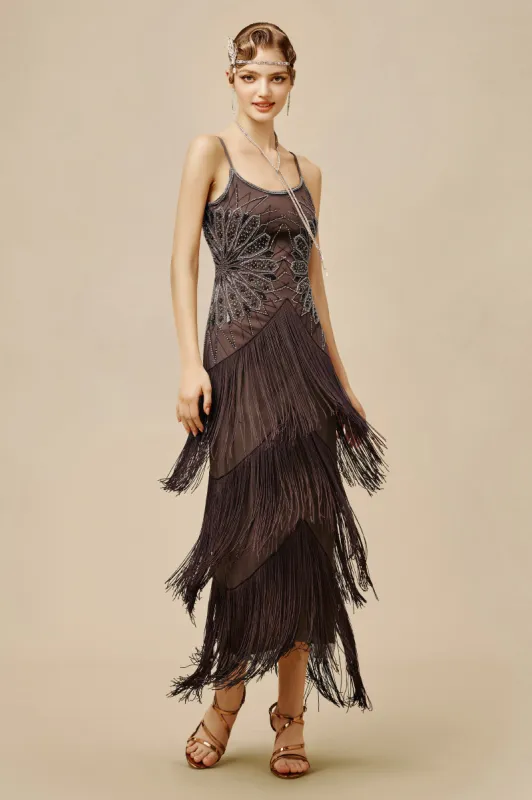 Stylish Geometric Fan Fringe Evening Gown sold by BABEYOND