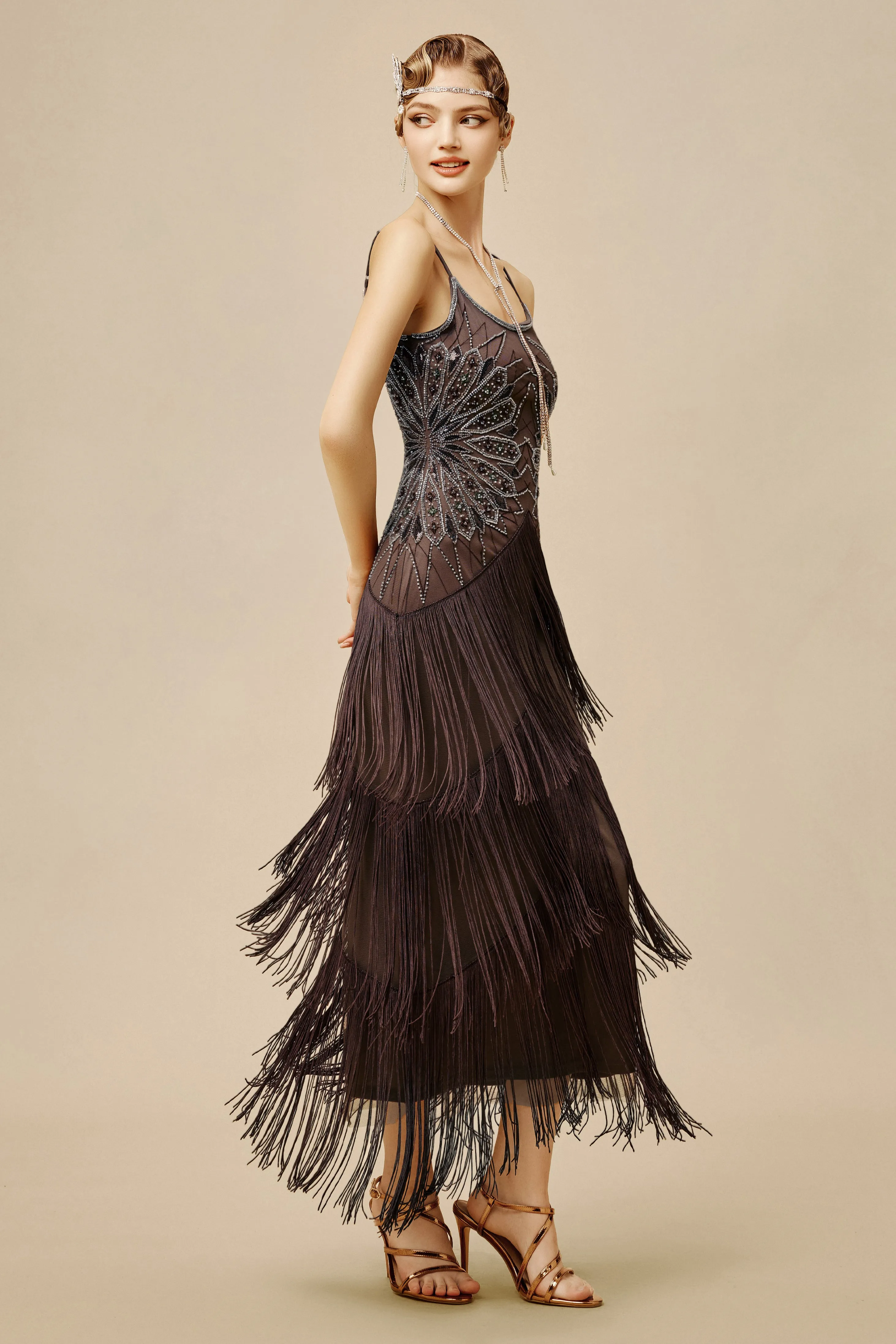 Stylish Geometric Fan Fringe Evening Gown sold by BABEYOND product image thumbnail 3