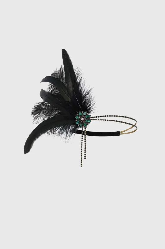 Rhinestone Studded Feather Headband sold by BABEYOND