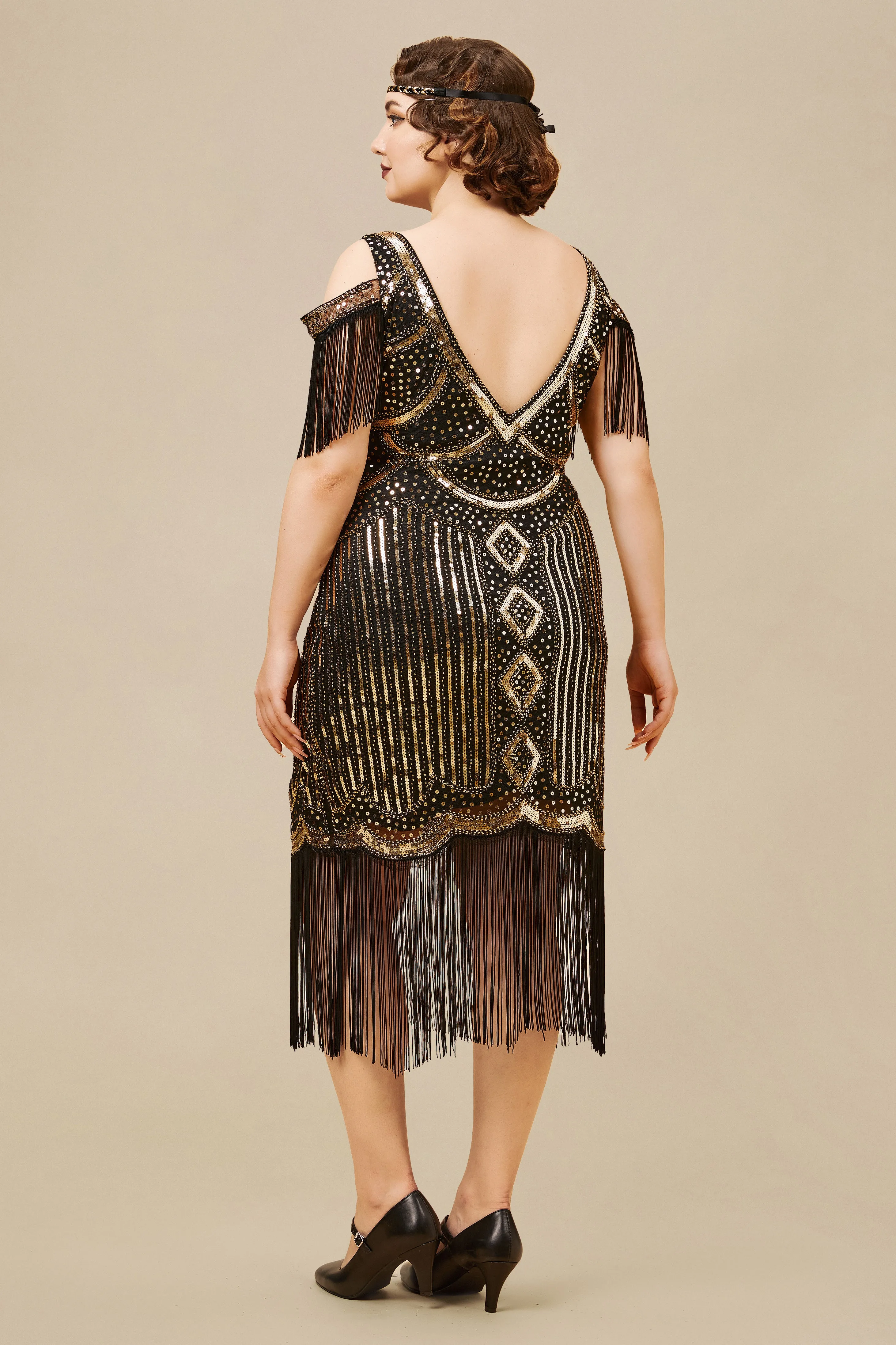 Beaded Off Shoulder Flapper Plus Size Dress sold by BABEYOND product image thumbnail 2