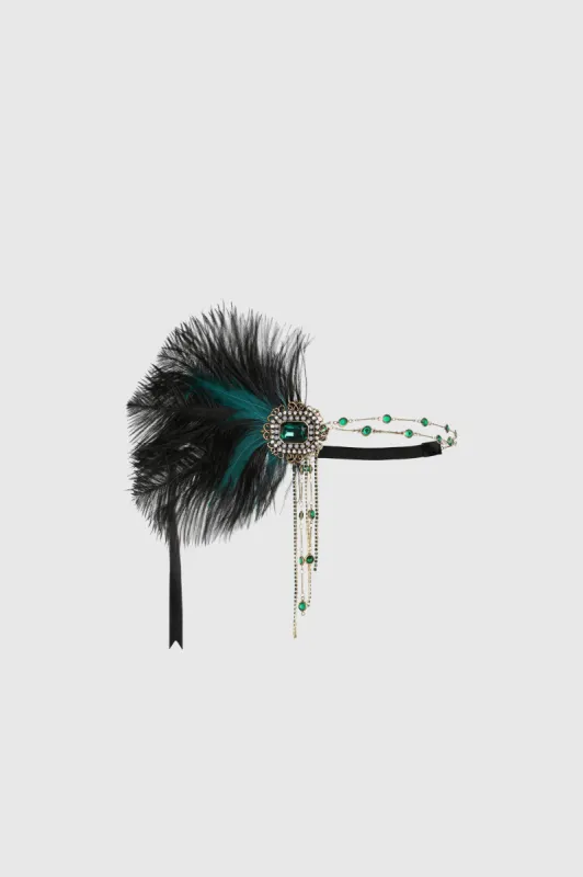Beads Studded Tinted Feather Headband sold by BABEYOND