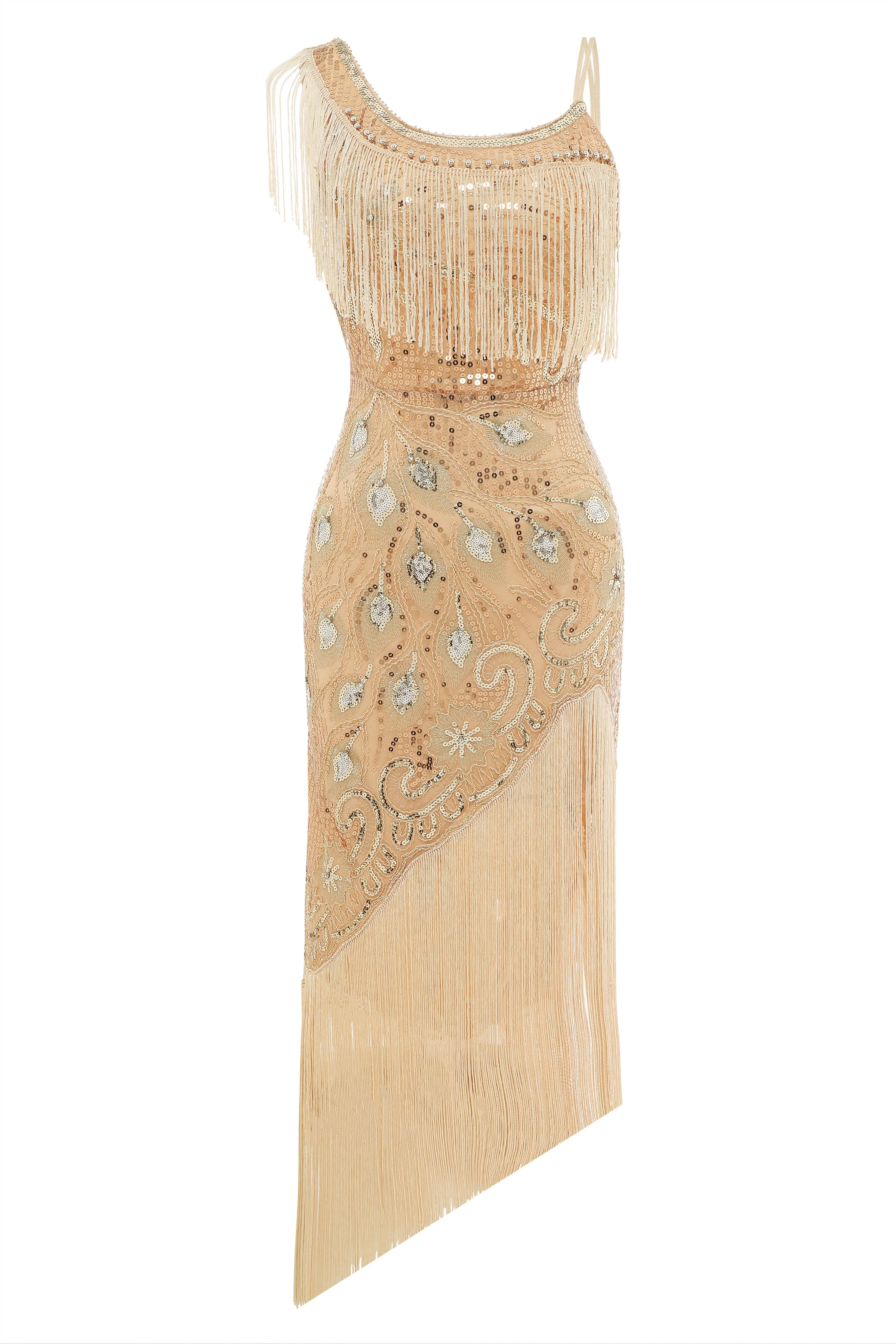 One Shoulder Strap Fringe Midi Dress sold by BABEYOND product image thumbnail 4