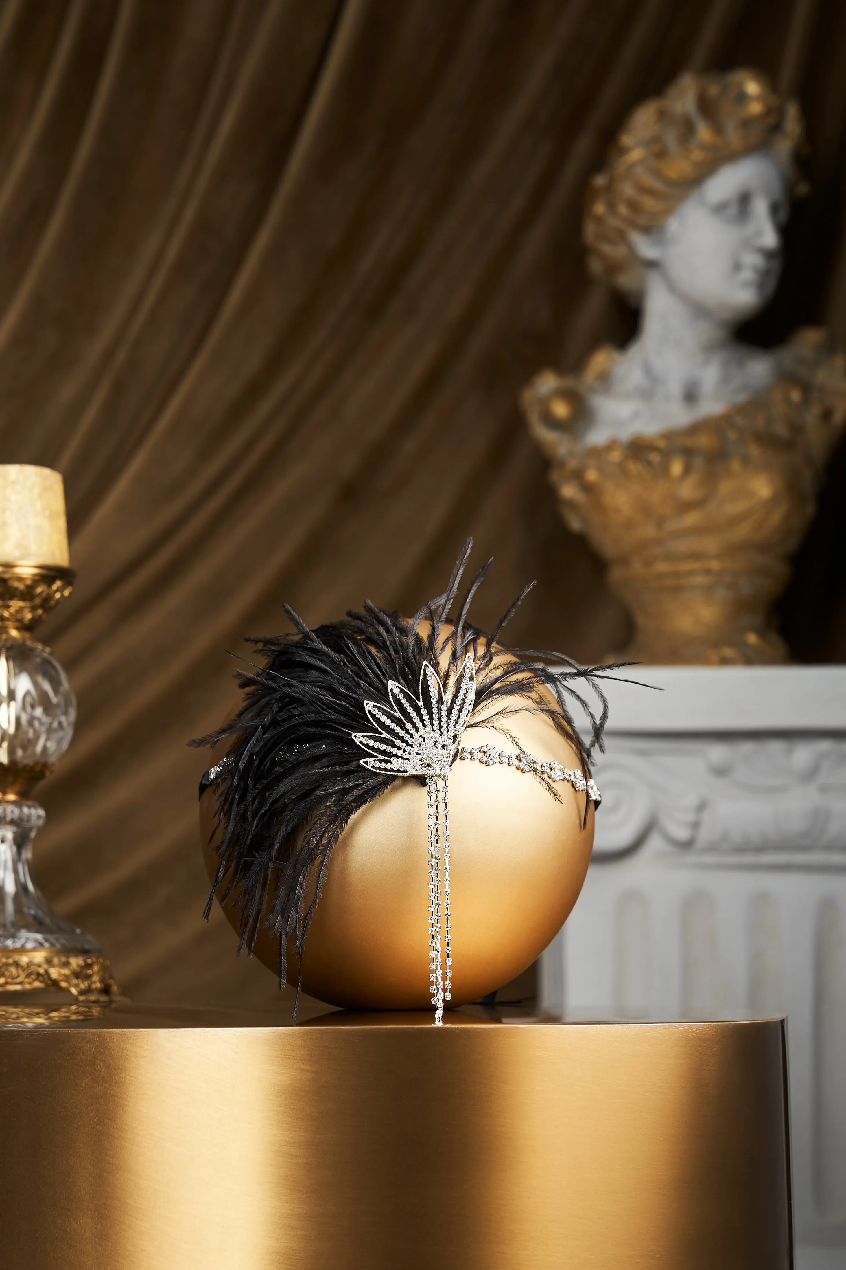 Rhinestone Beaded Feather Headband sold by BABEYOND product image thumbnail 5