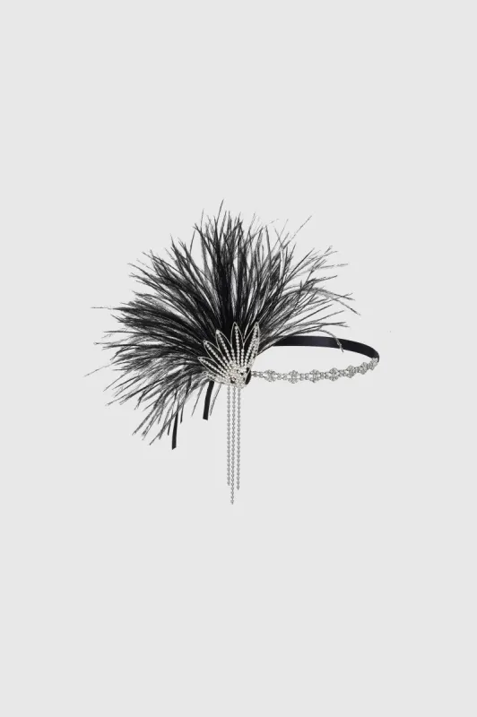 Rhinestone Beaded Feather Headband sold by BABEYOND