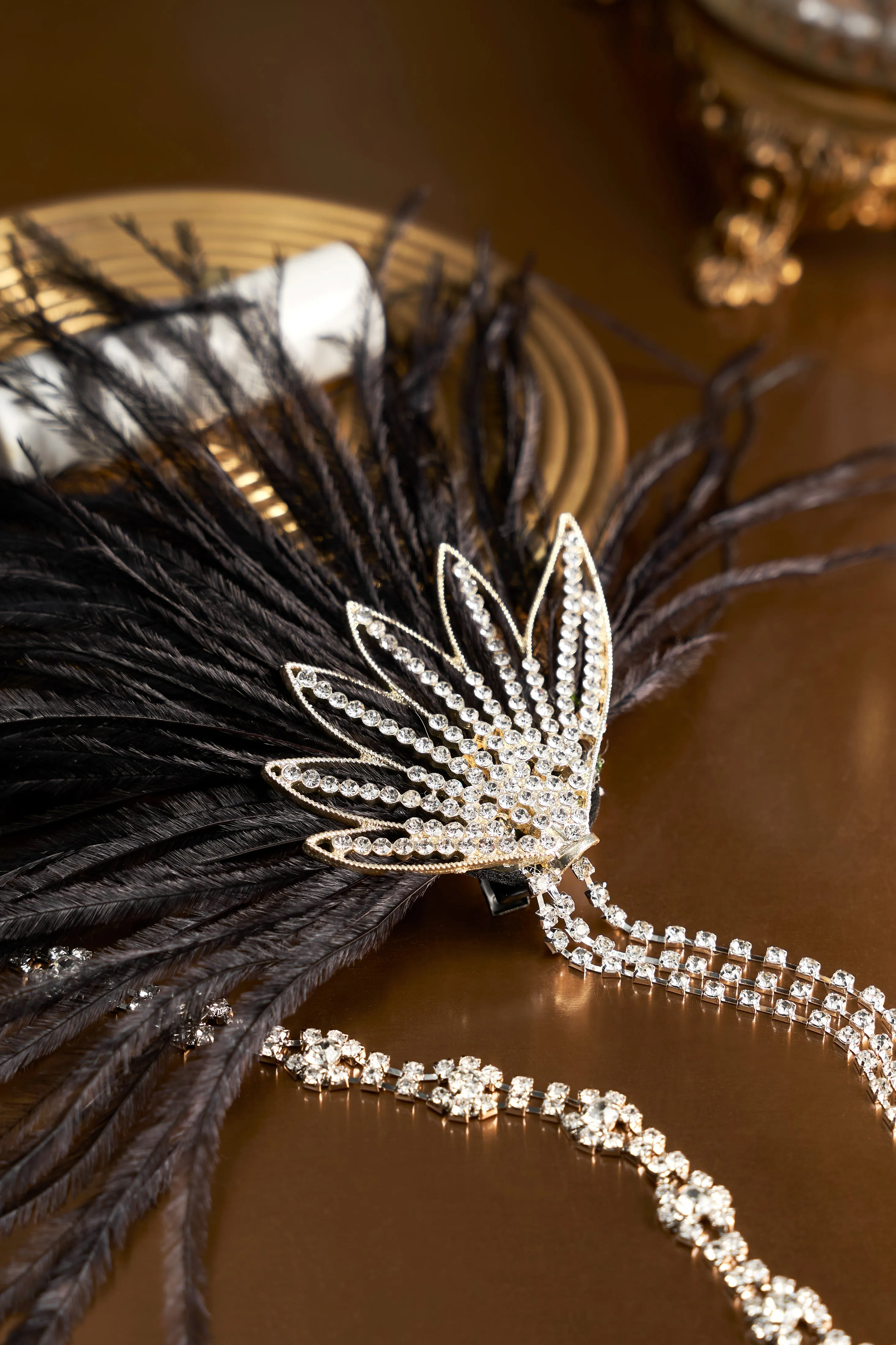 Rhinestone Beaded Feather Headband sold by BABEYOND product image thumbnail 4