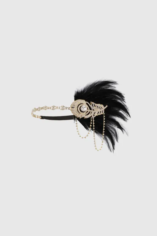 Crystal Studded Flower Feather Headband sold by BABEYOND