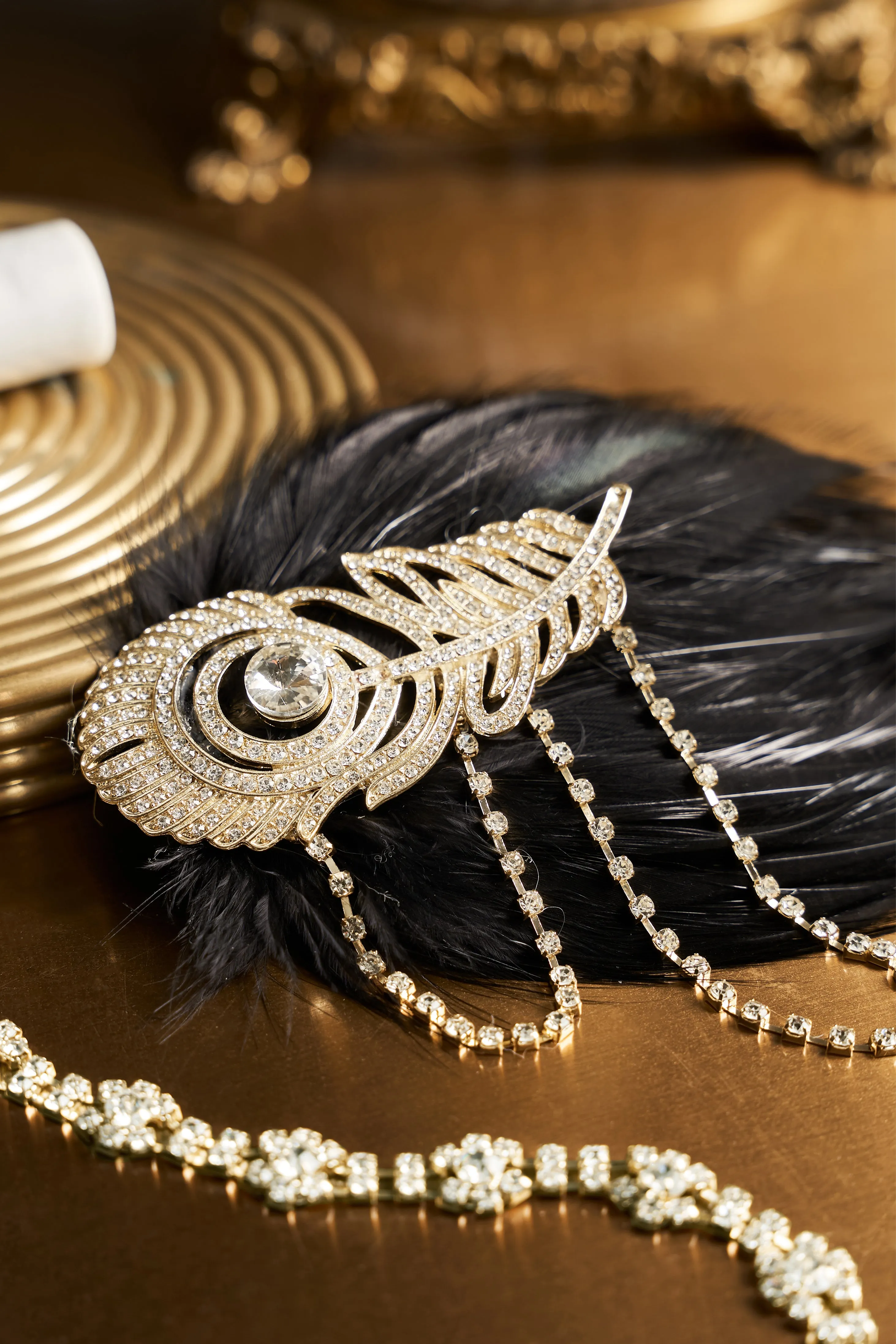 Crystal Studded Flower Feather Headband sold by BABEYOND product image thumbnail 2