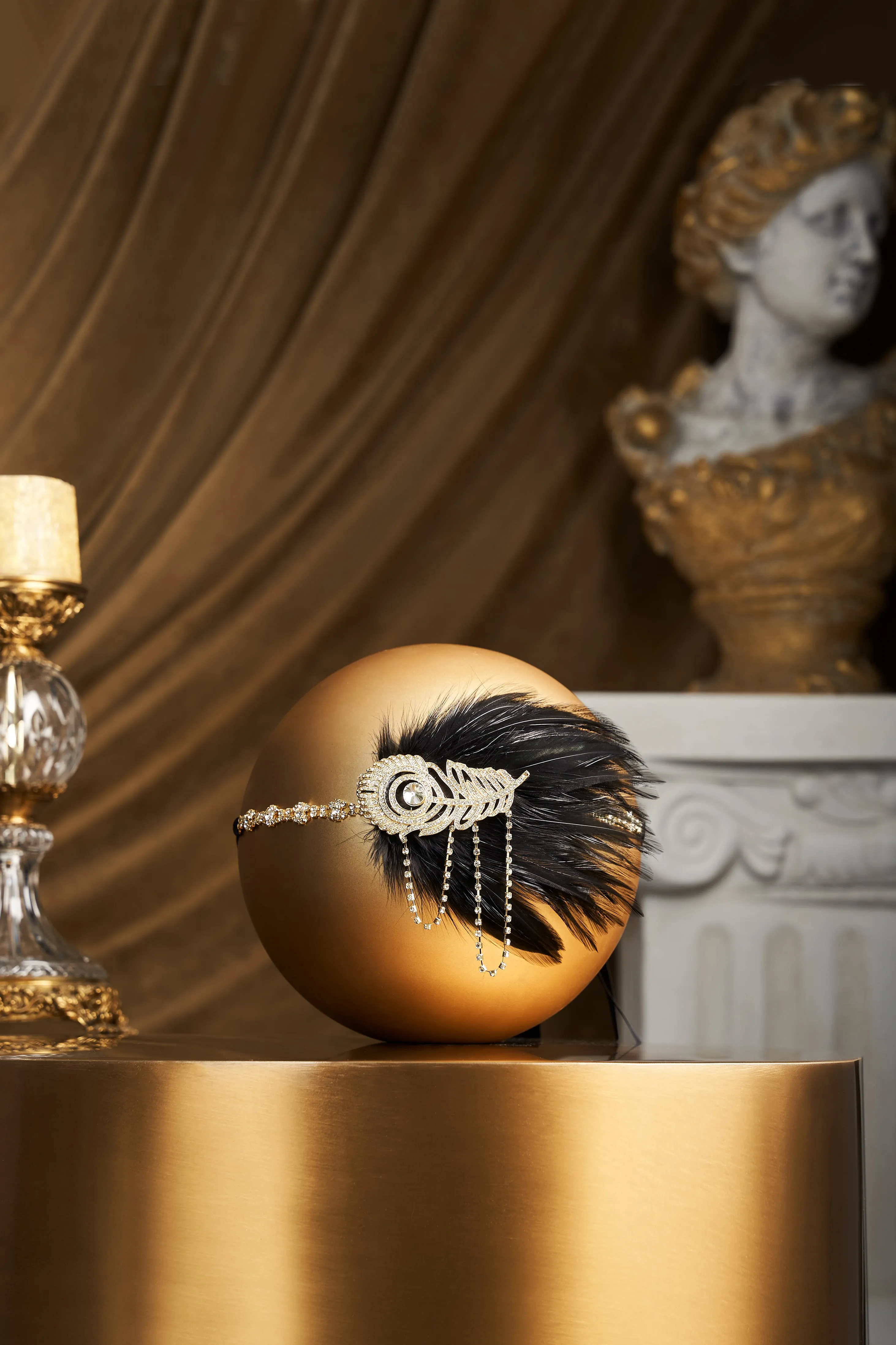 Crystal Studded Flower Feather Headband sold by BABEYOND product image thumbnail 3