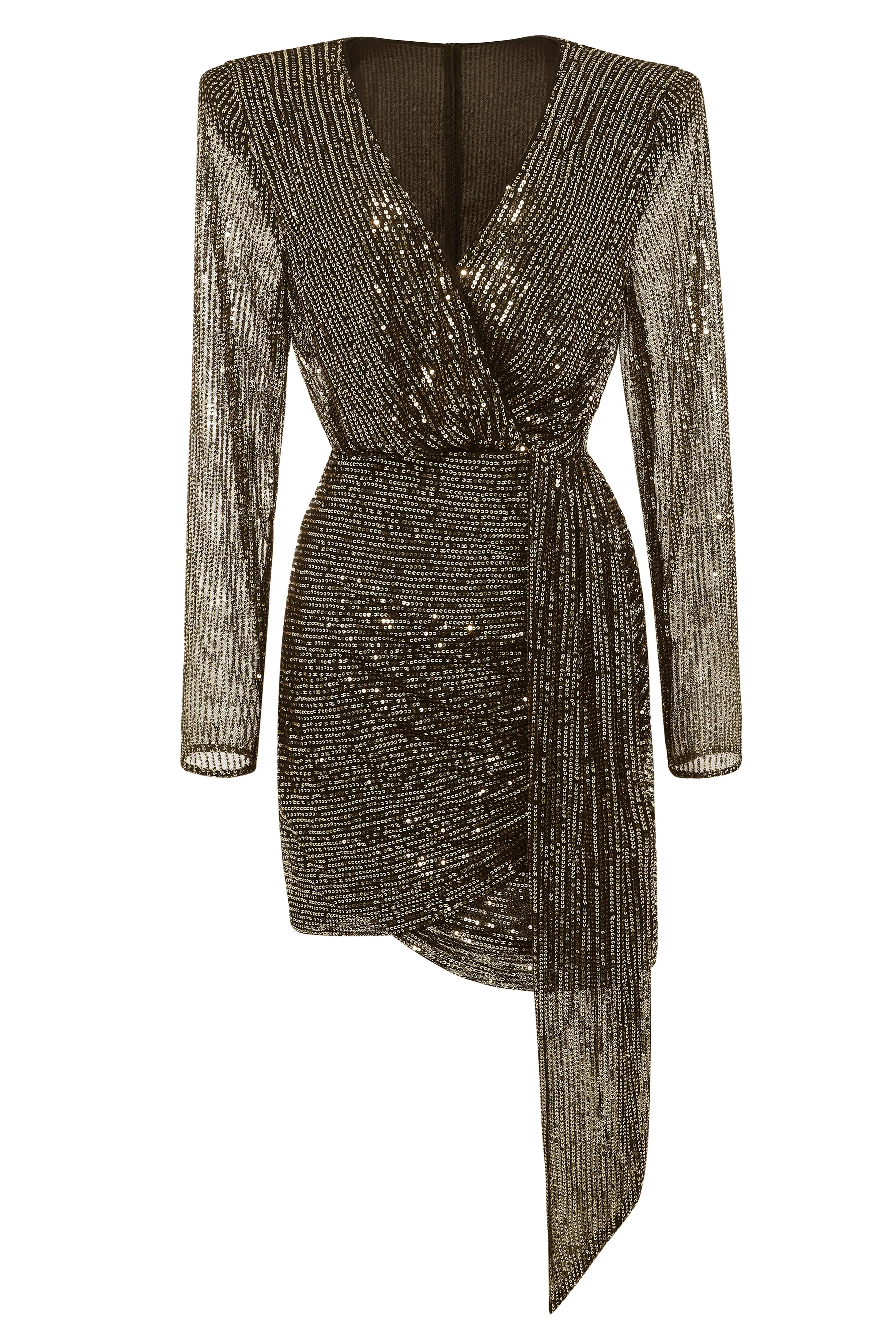 V Neck Tie Sequin Mini Dress sold by BABEYOND product image thumbnail 4