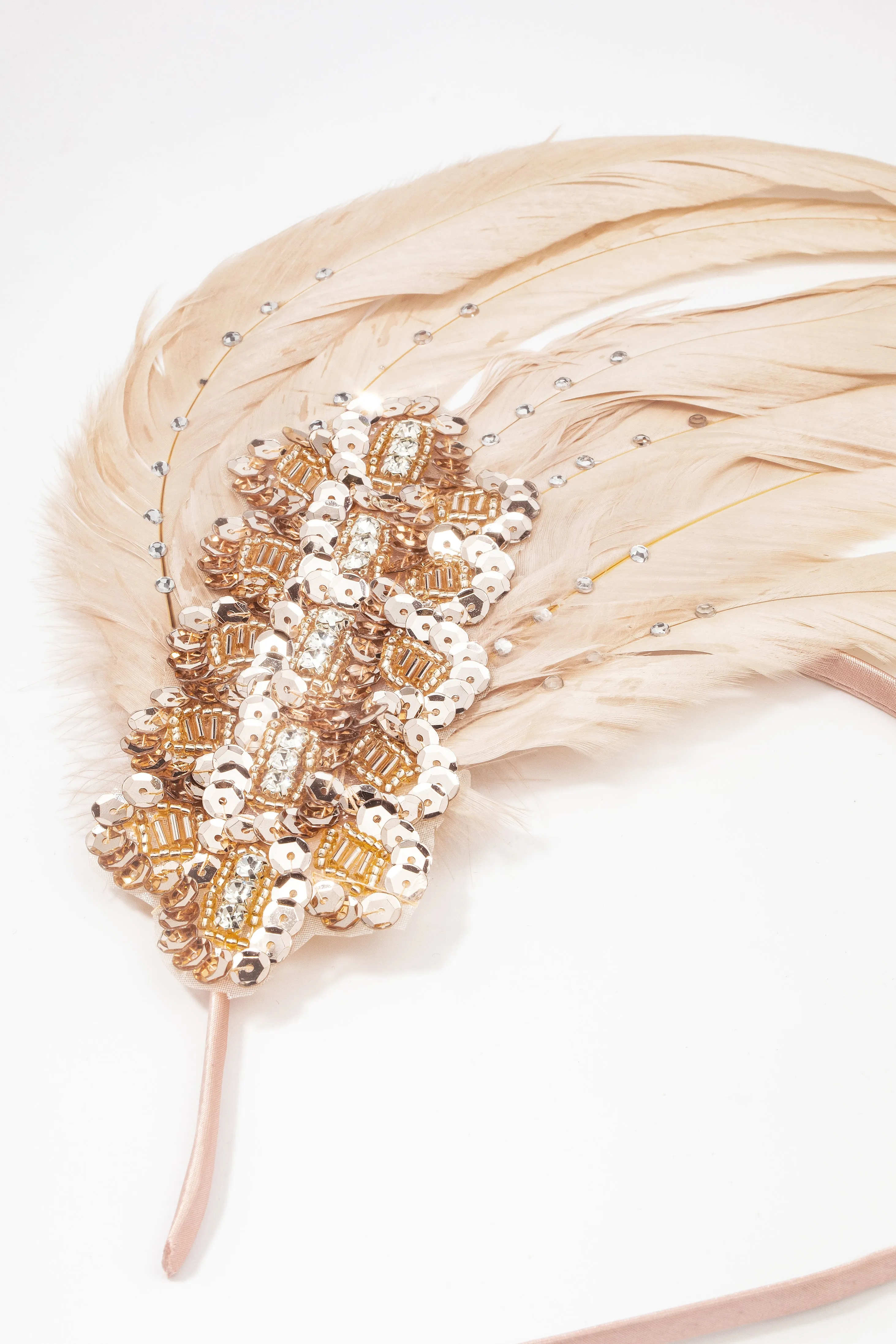 Beaded Sequin Leaf Feather Headband sold by BABEYOND product image thumbnail 3