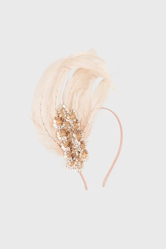 Beaded Sequin Leaf Feather Headband sold by BABEYOND