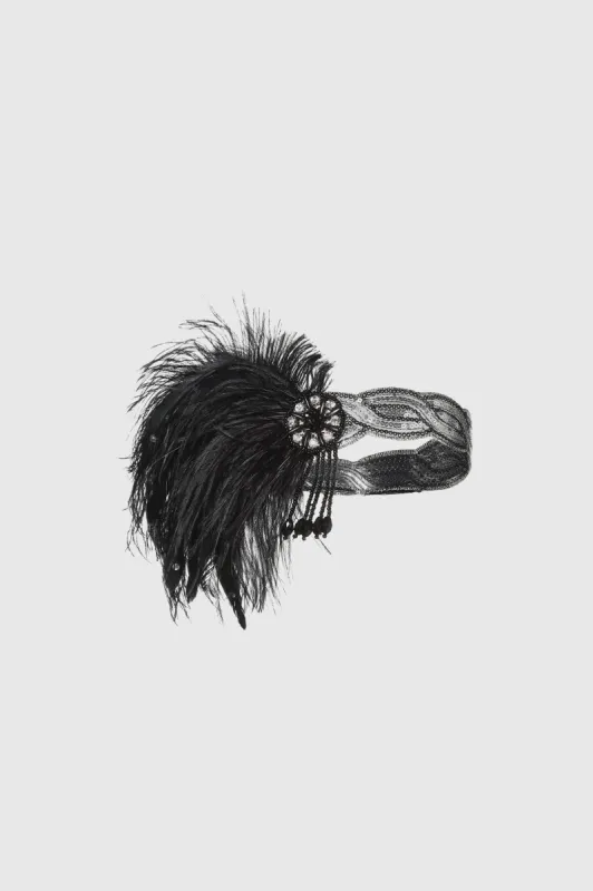 Ostrich Feather Sequin Headband sold by BABEYOND