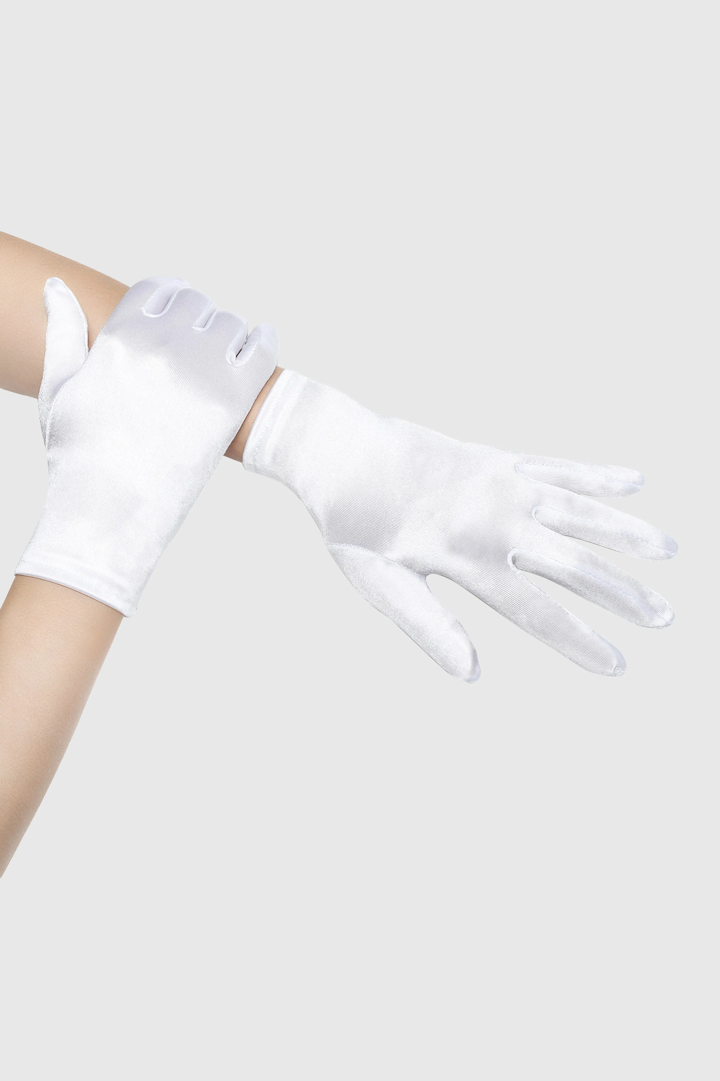 8.6" Short Satin Wrist Length Gloves sold by BABEYOND product image thumbnail 3