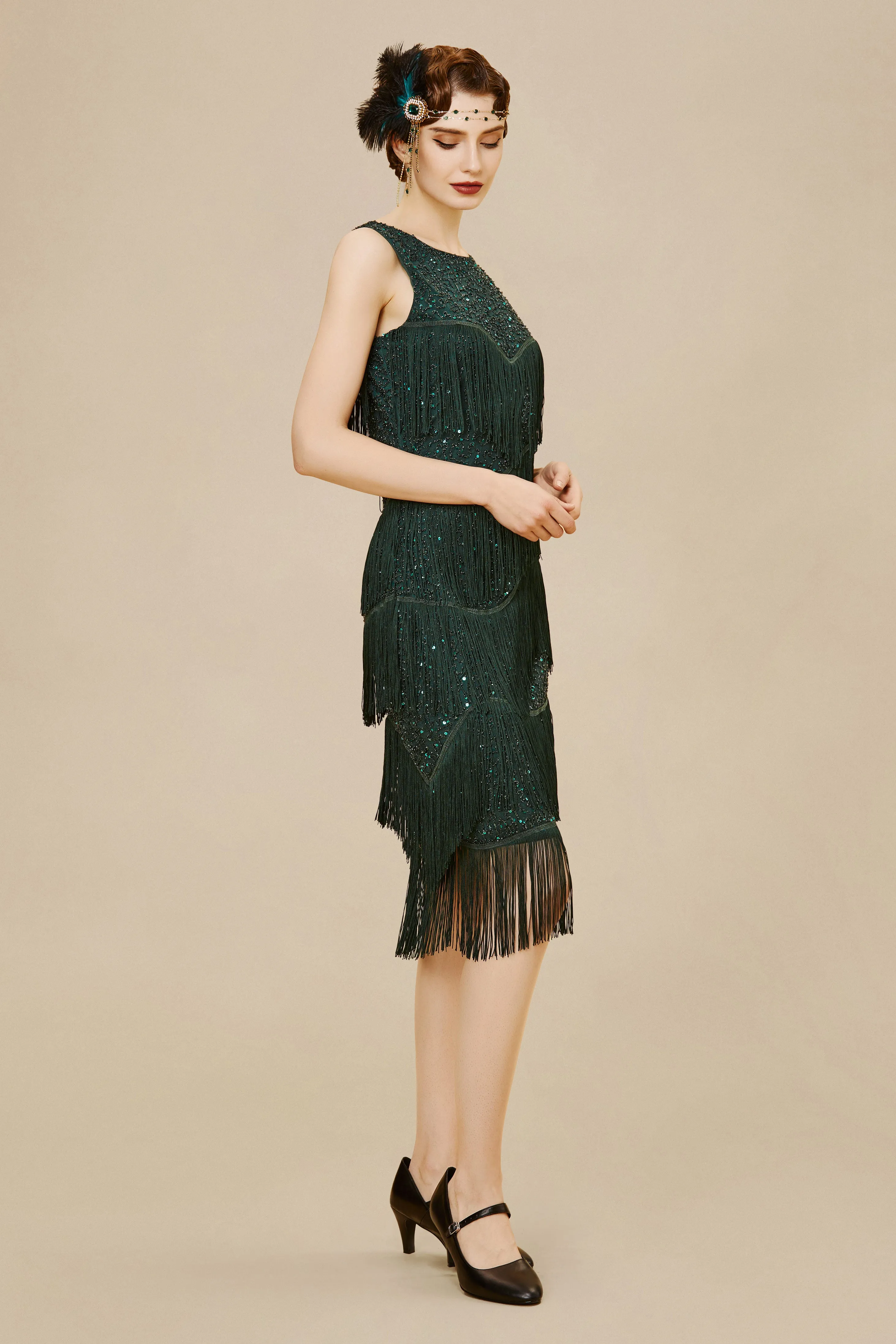 Glitter Tiered Fringe Bias Hem Dress sold by BABEYOND product image thumbnail 3