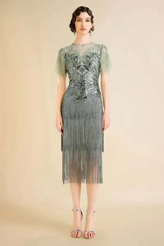 Exquisite Floral Fringe Flapper Dress sold by BABEYOND