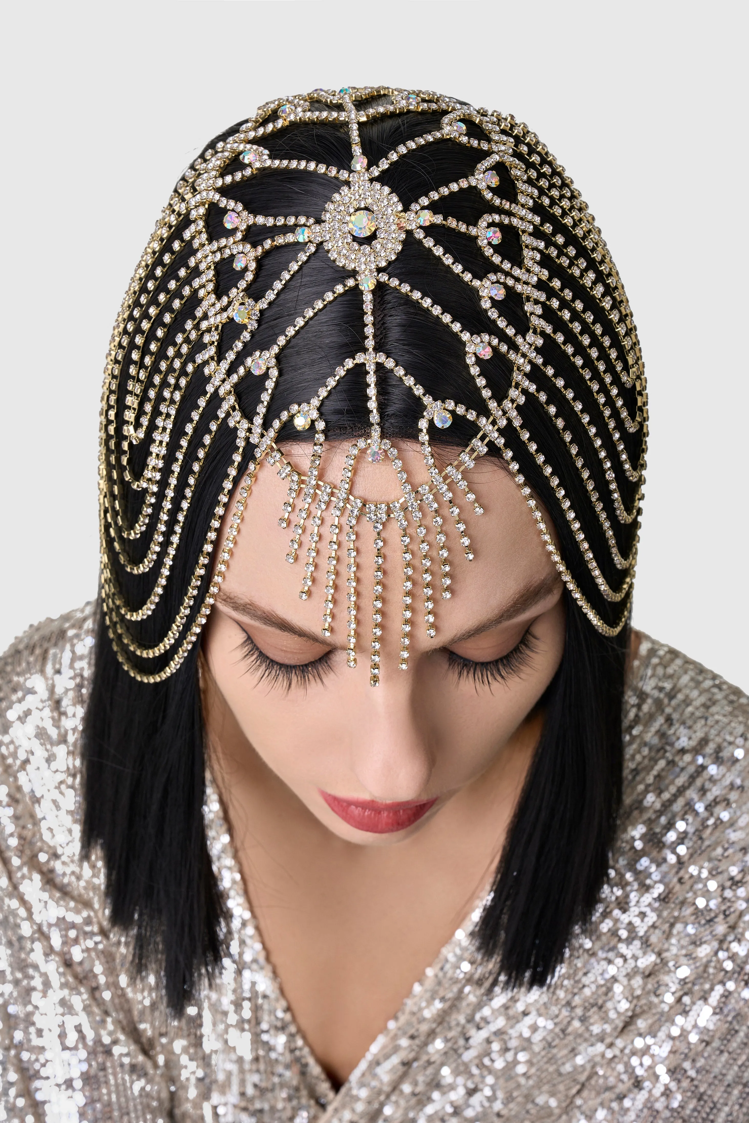 Rhinestone Chain Cage Headpiece sold by BABEYOND product image thumbnail 2