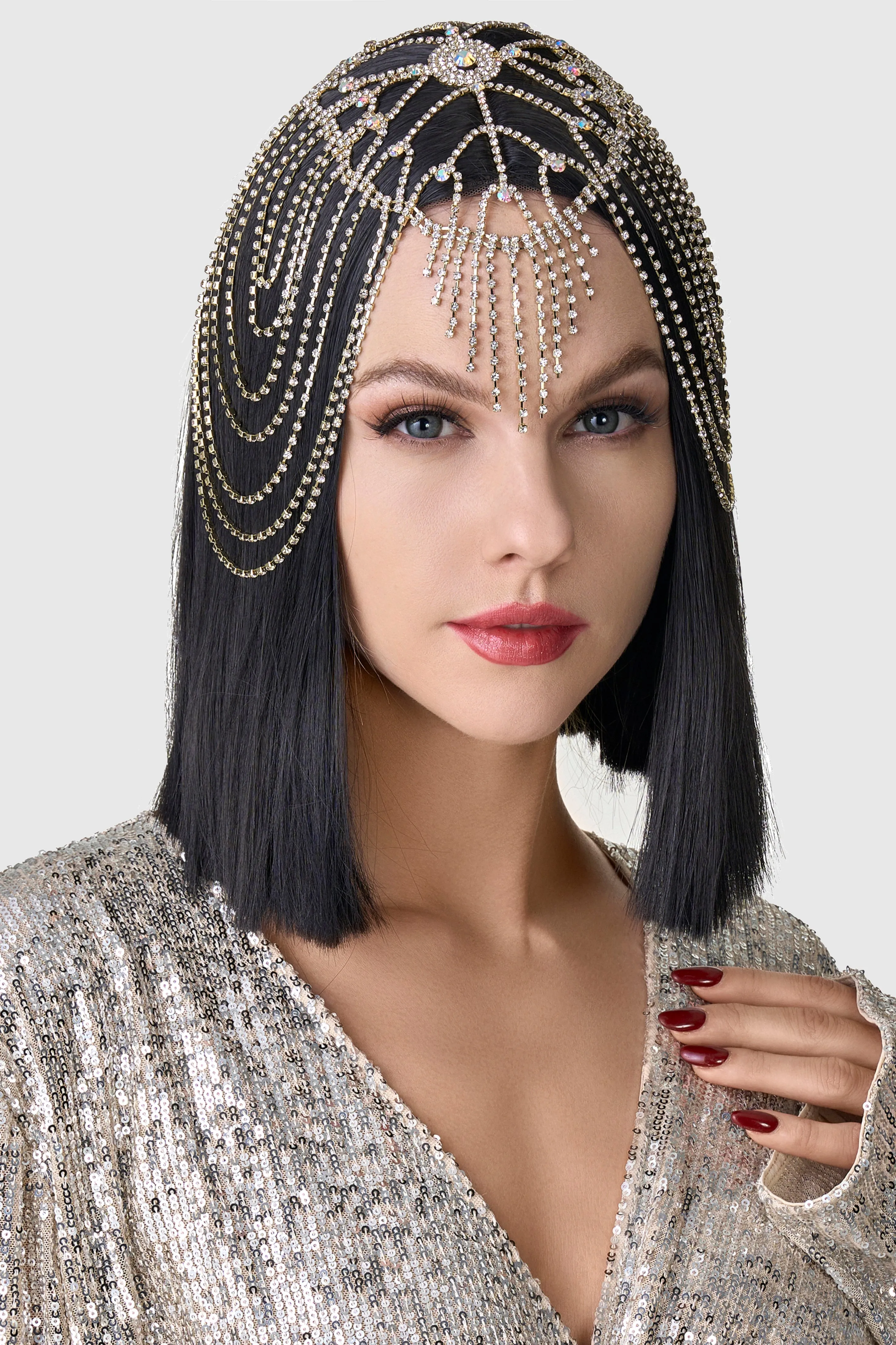 Rhinestone Chain Cage Headpiece sold by BABEYOND product image thumbnail 3