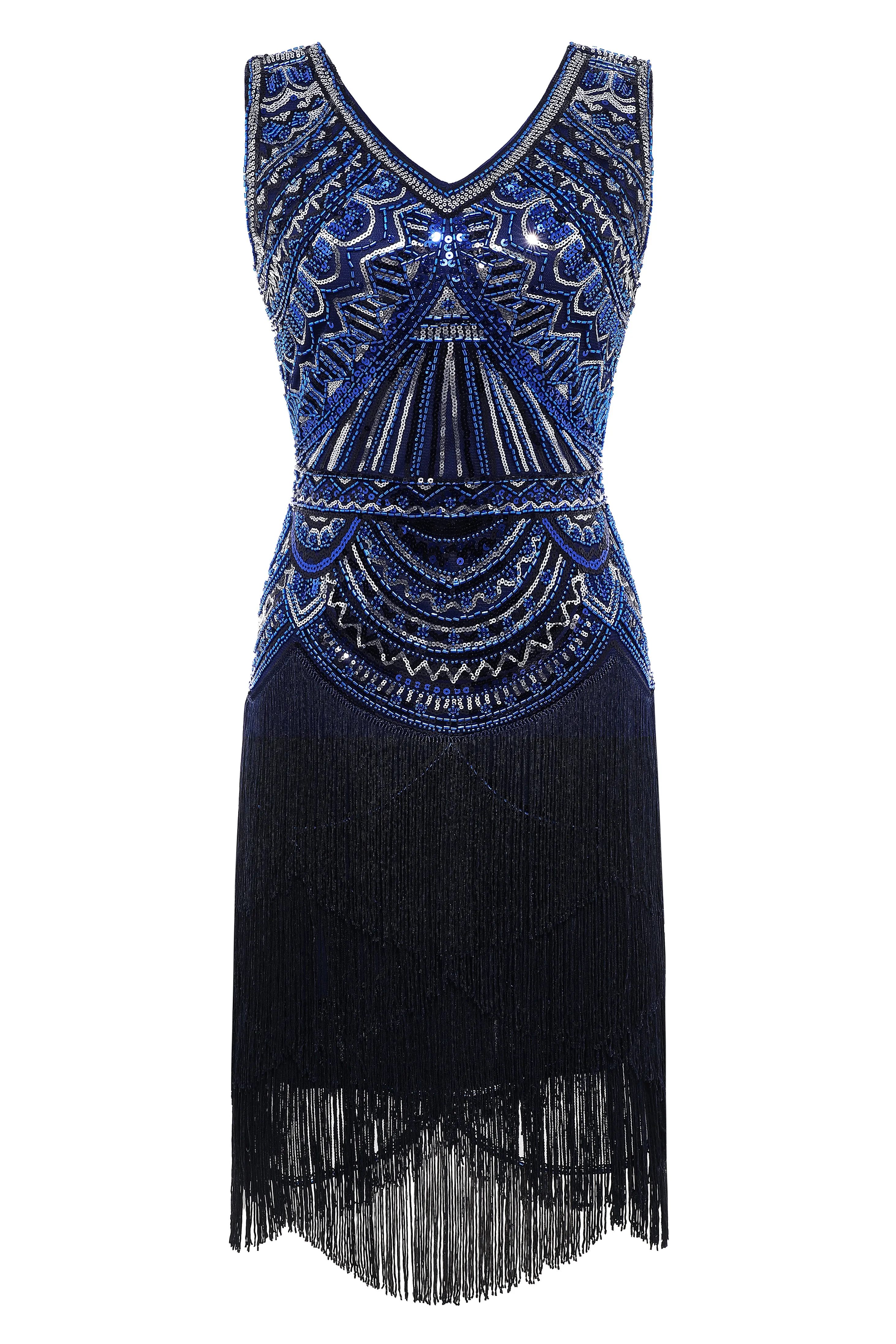 Sophisticated V-neck Sequin Fringe Dress sold by BABEYOND product image thumbnail 4