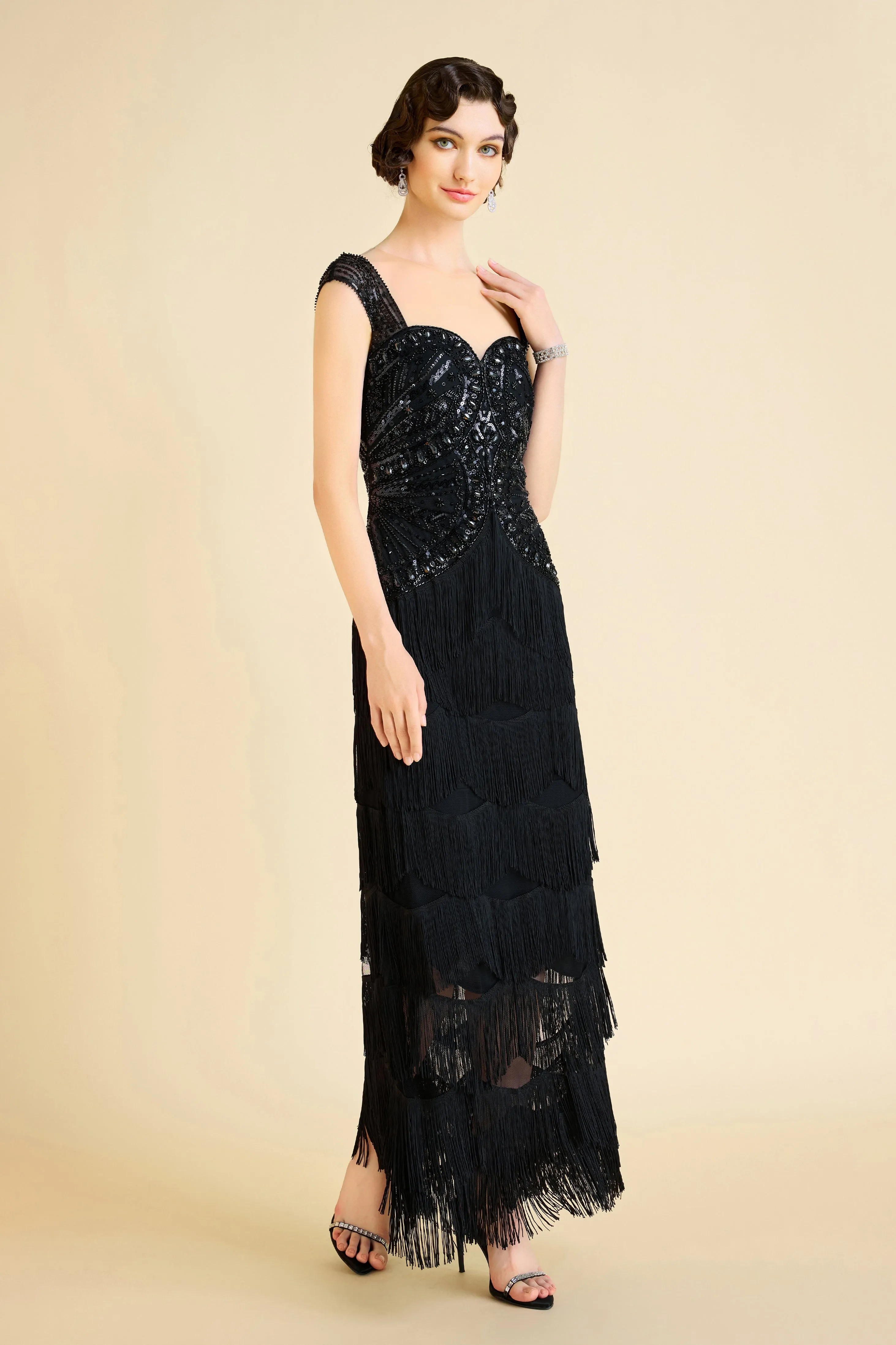 Geometric Rhinestone Fringe Evening Gown sold by BABEYOND product image thumbnail 3