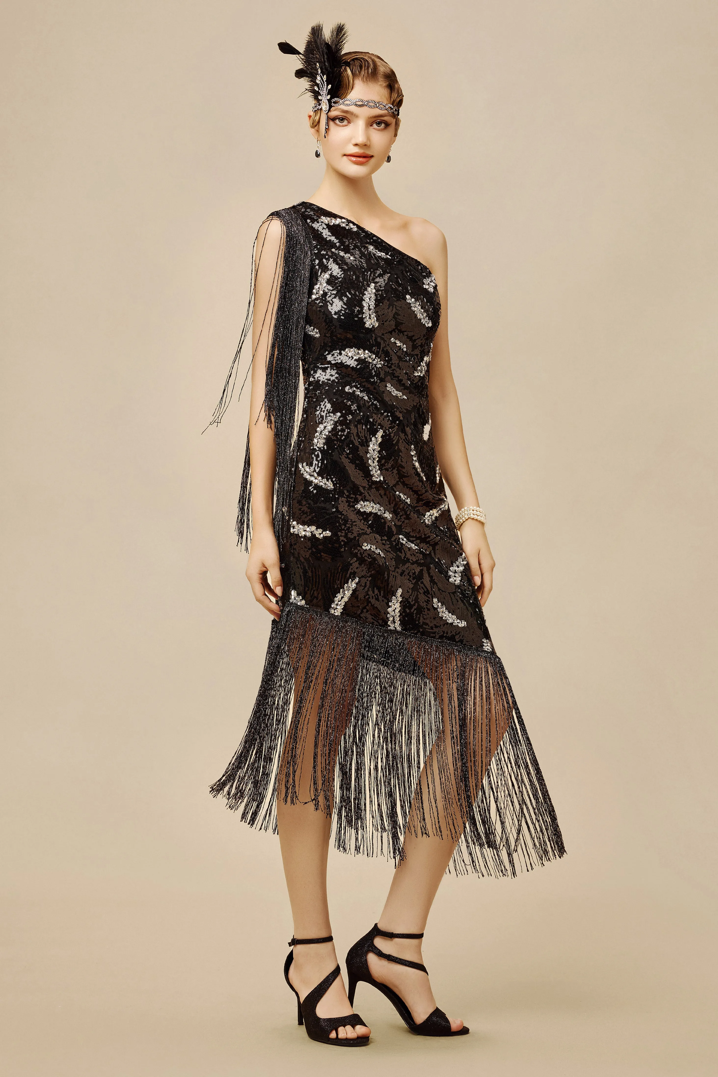 La Revue Nègre Feather Sequins Evening Gown sold by BABEYOND