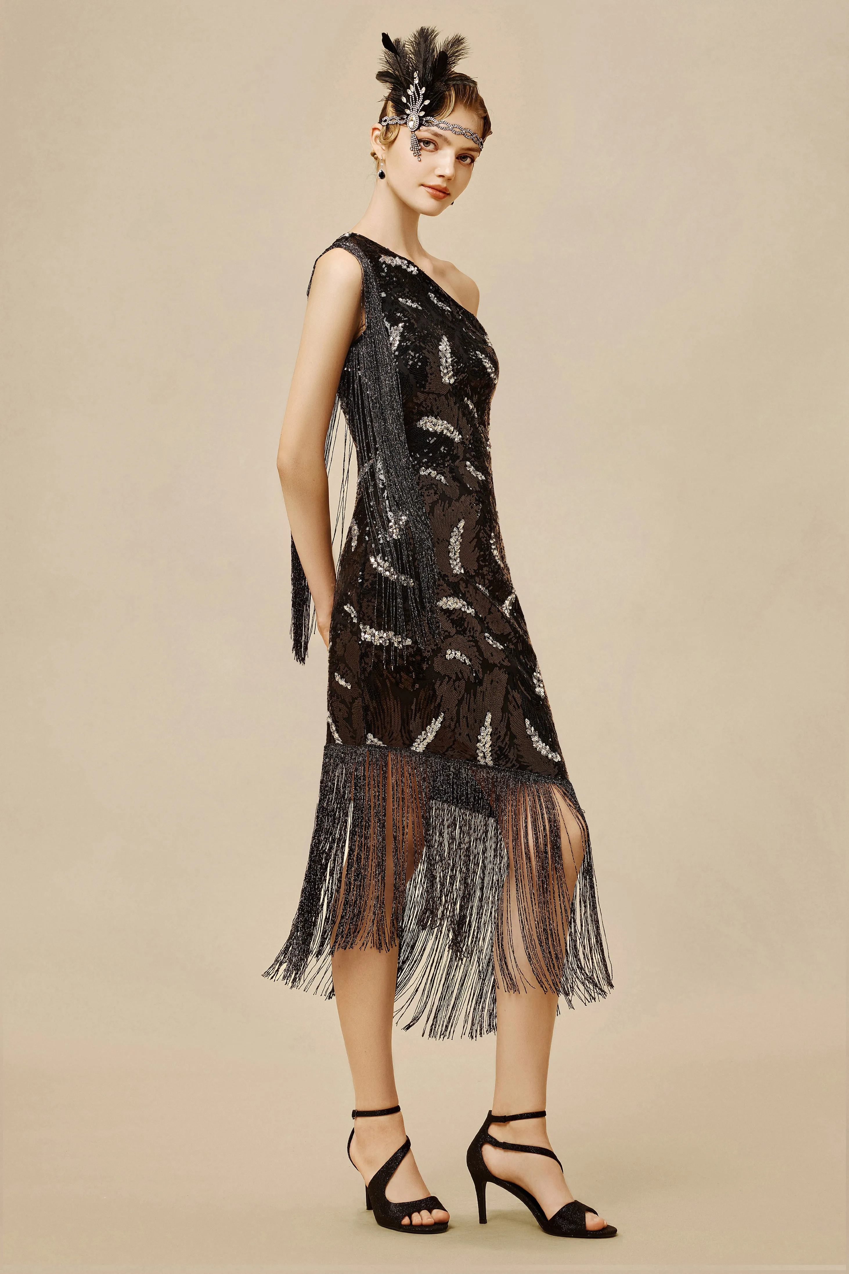 La Revue Nègre Feather Sequins Evening Gown sold by BABEYOND product image thumbnail 3
