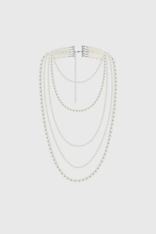 Lustrous Long Multi-Layer Pearl Necklace sold by BABEYOND