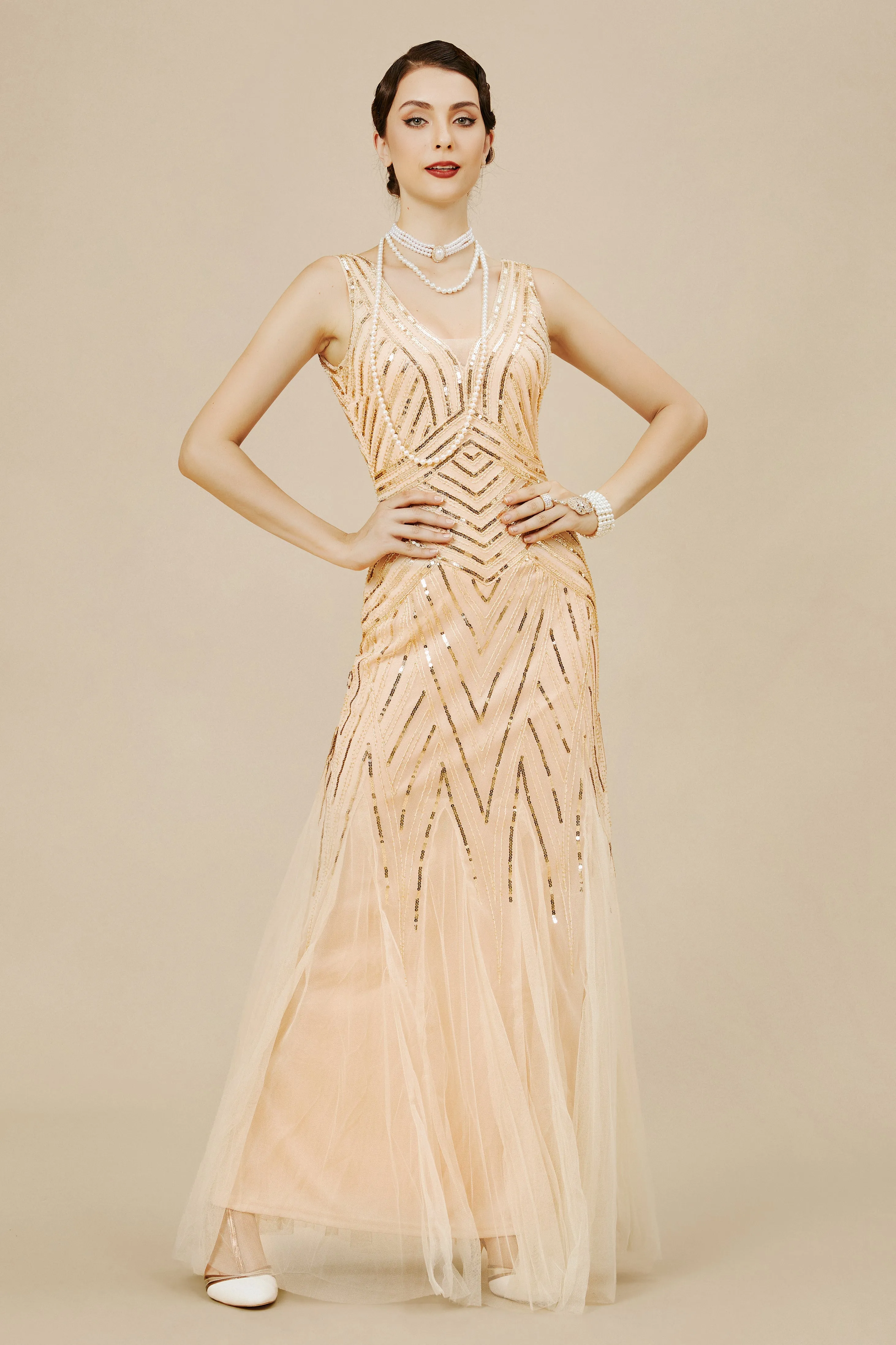 1920s Bodycon Sequin Mermaid Maxi Dress sold by BABEYOND