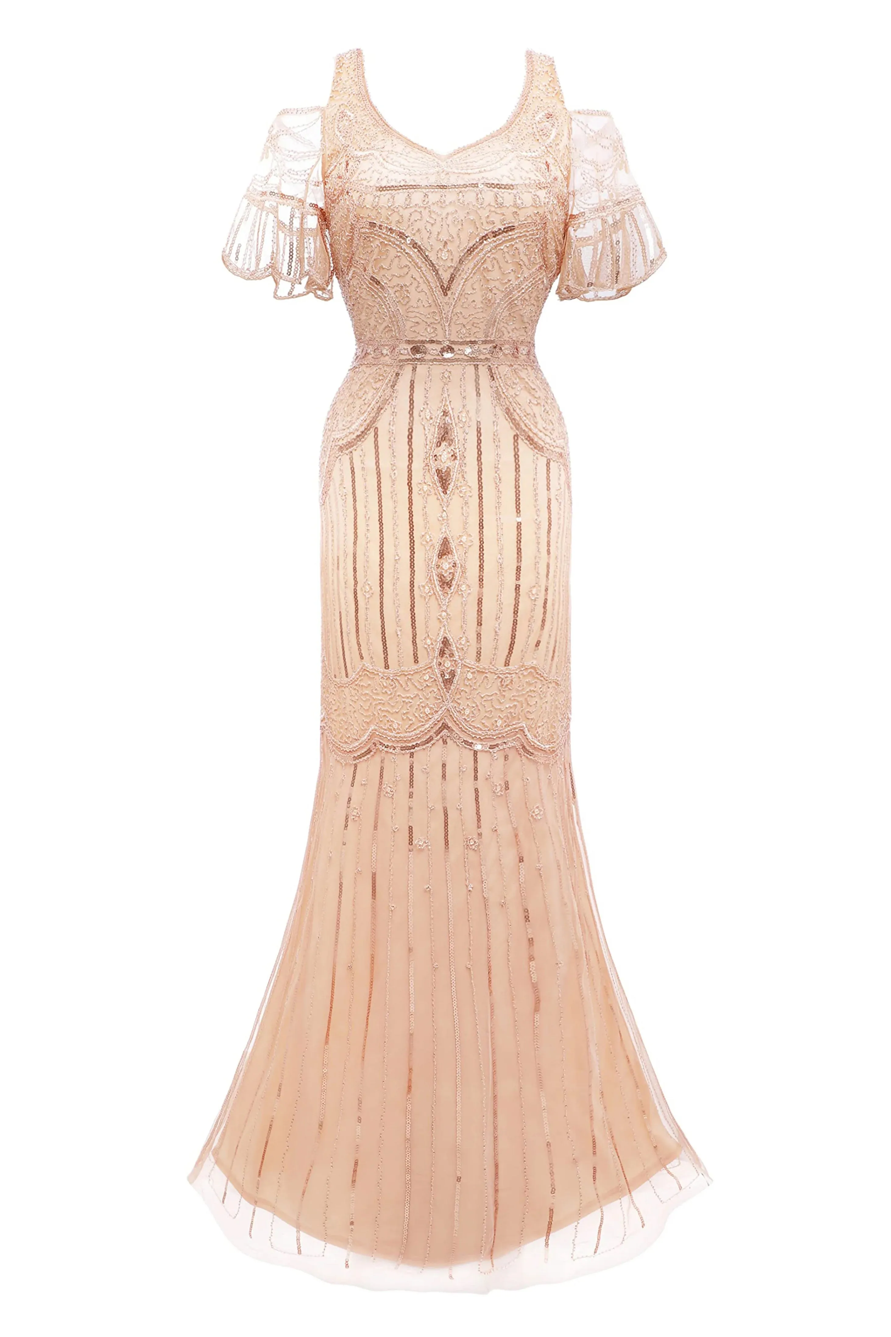 1920s Off Shoulder Cutout Mermaid Prom Dress sold by BABEYOND product image thumbnail 5