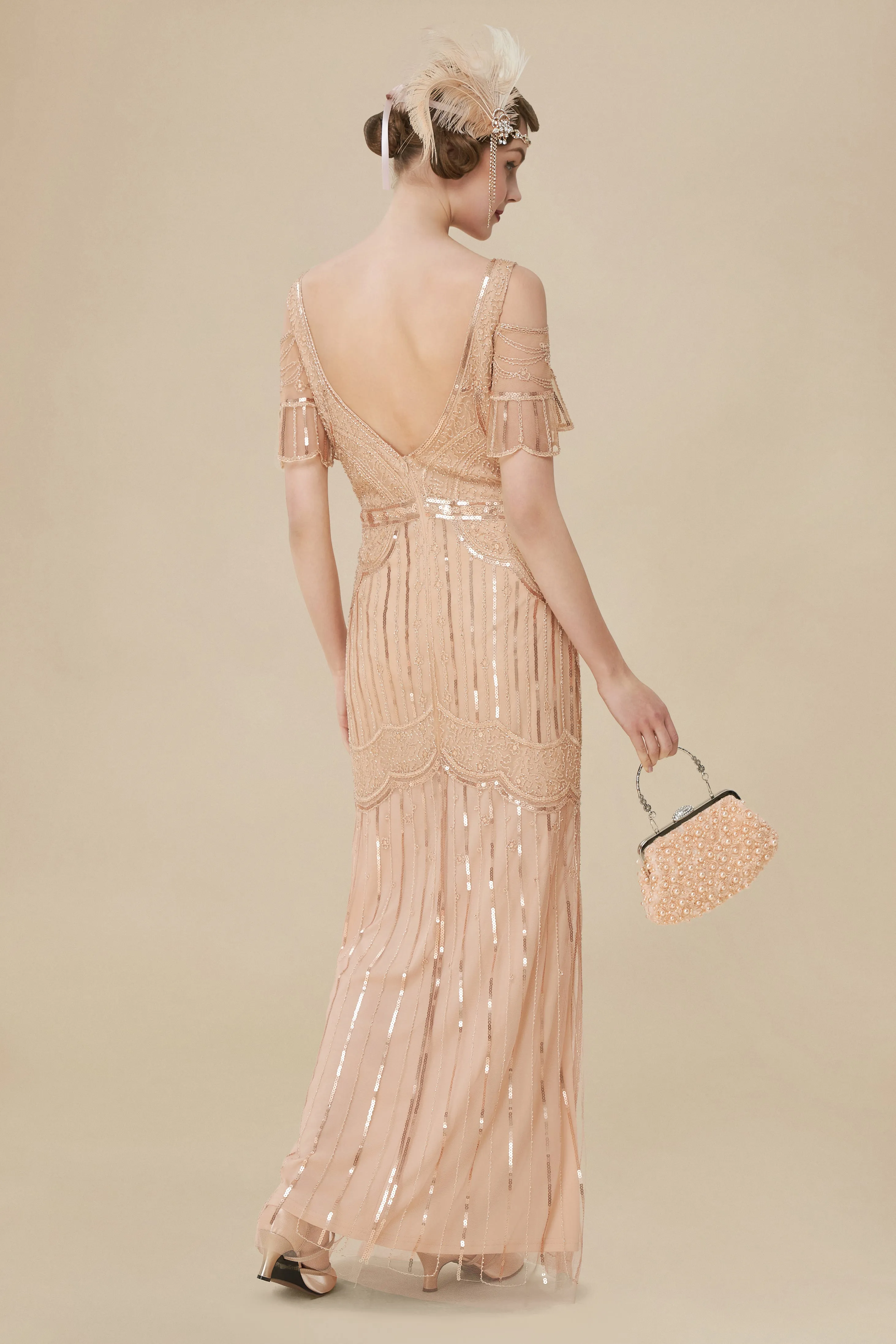 1920s Off Shoulder Cutout Mermaid Prom Dress sold by BABEYOND product image thumbnail 2