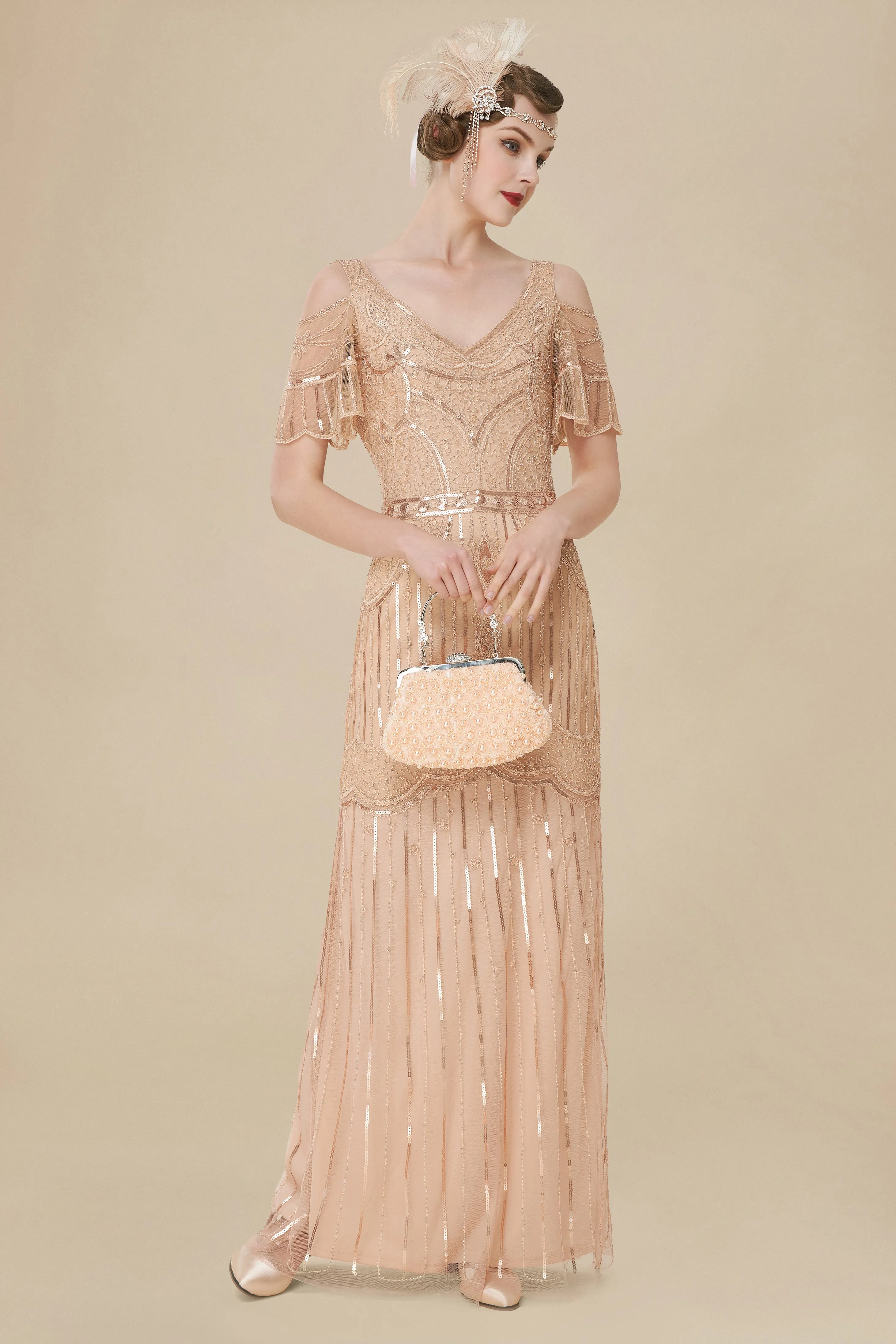 1920s Off Shoulder Cutout Mermaid Prom Dress sold by BABEYOND