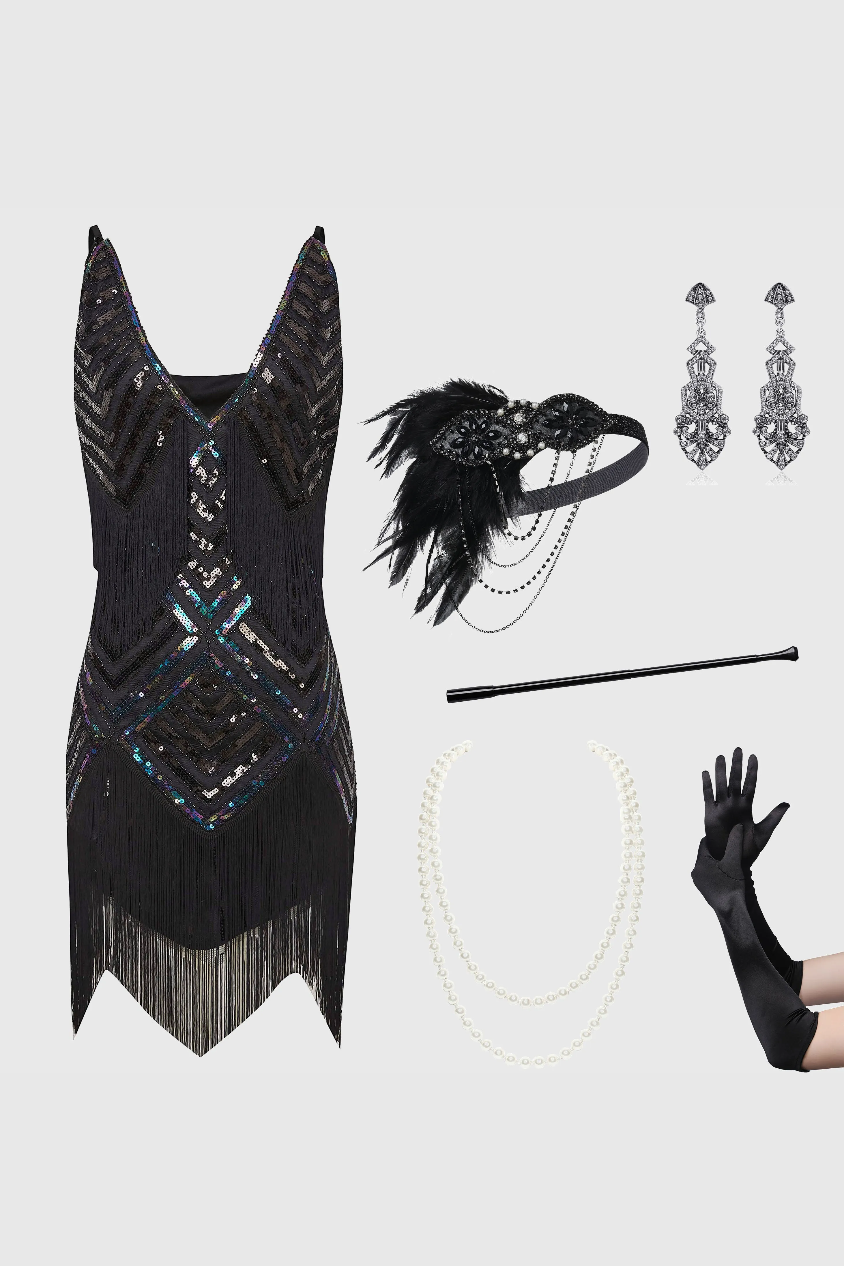 Sequin V-Neck Mini Slip Dress Set sold by BABEYOND