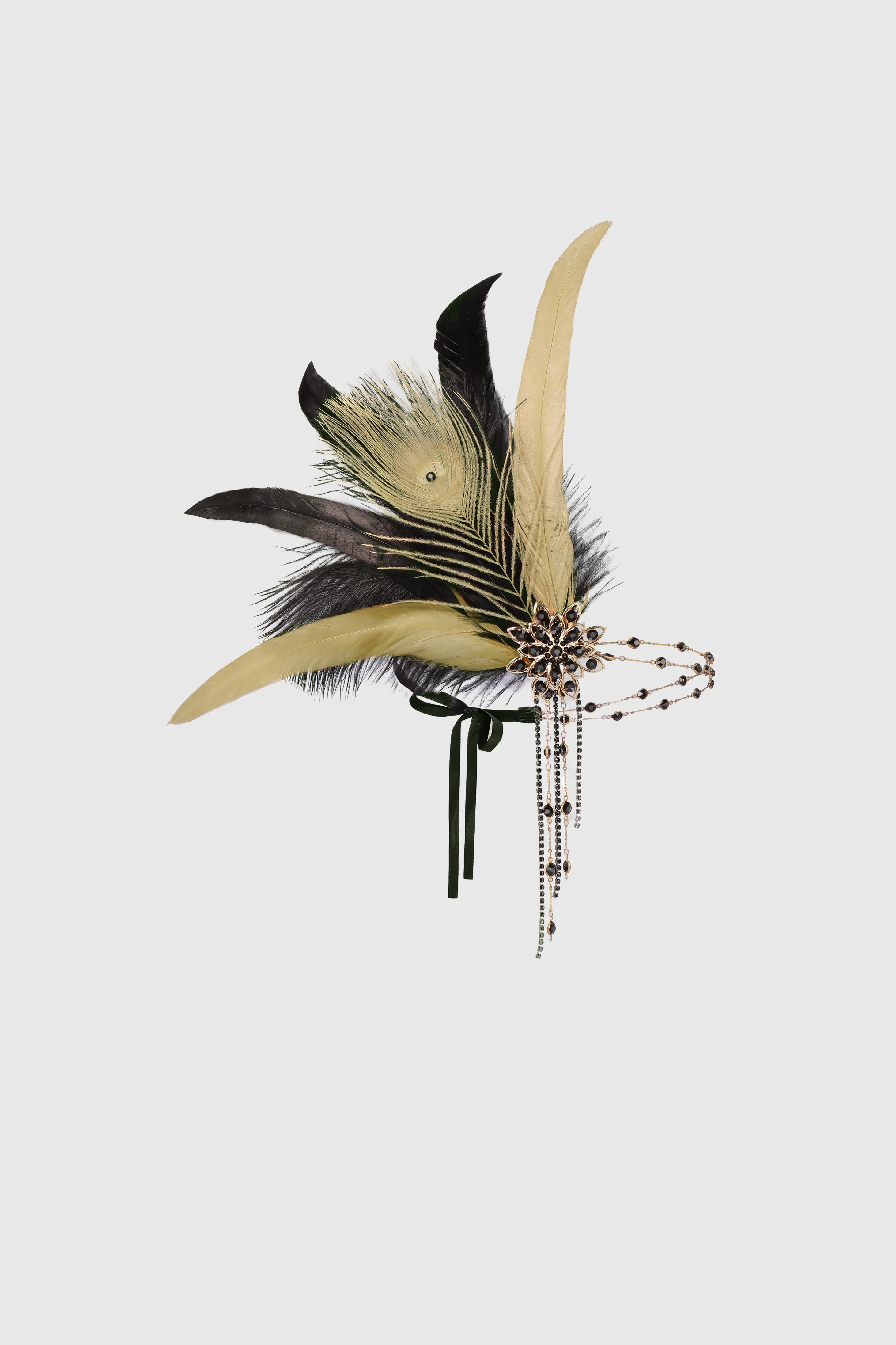 Rhinestone Chain Feather Headband sold by BABEYOND