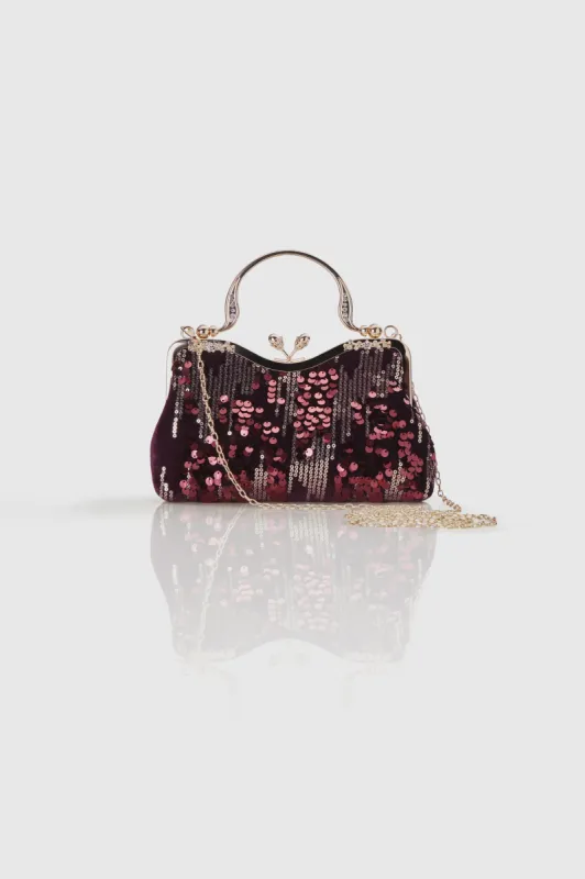 1920s Luxury Irregular Sequin Velvet Clutch sold by BABEYOND