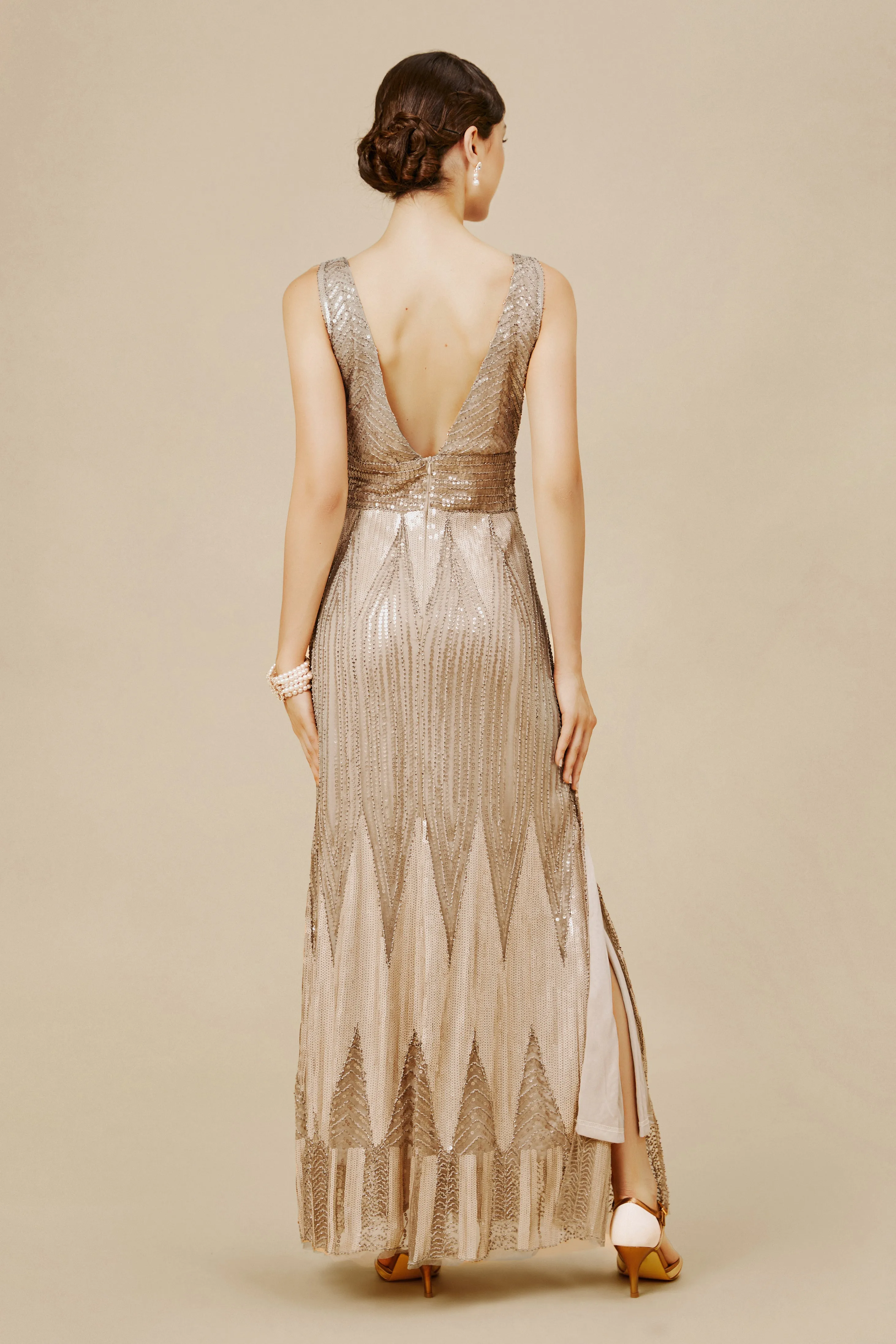 Scoop Neck Sheer Side Slit Sequin Dress sold by BABEYOND product image thumbnail 2